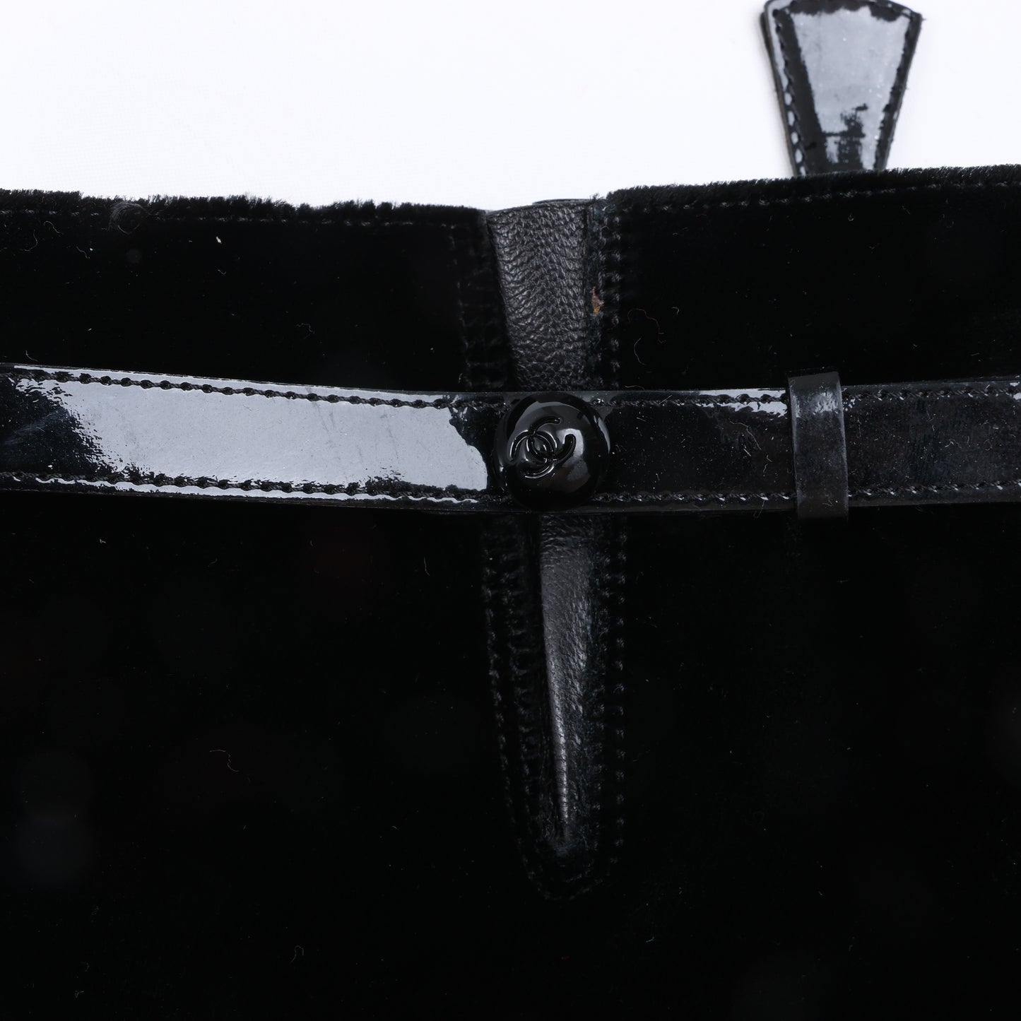 Chanel Coco Mark Velours-Stiefel in Schwarz, Größe 37,5 EU
