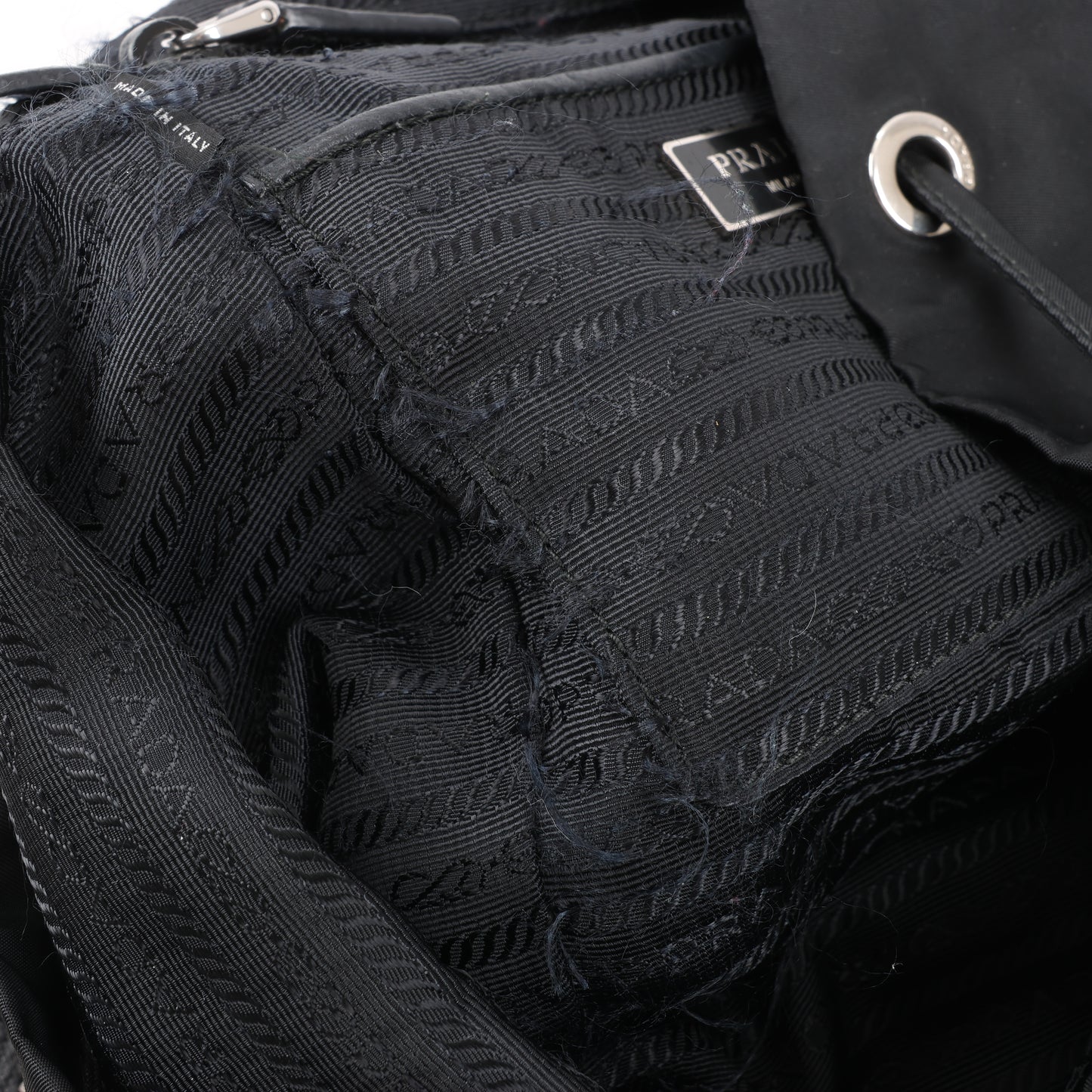 Prada Tessuto Stoff x Lederrucksack in Schwarz