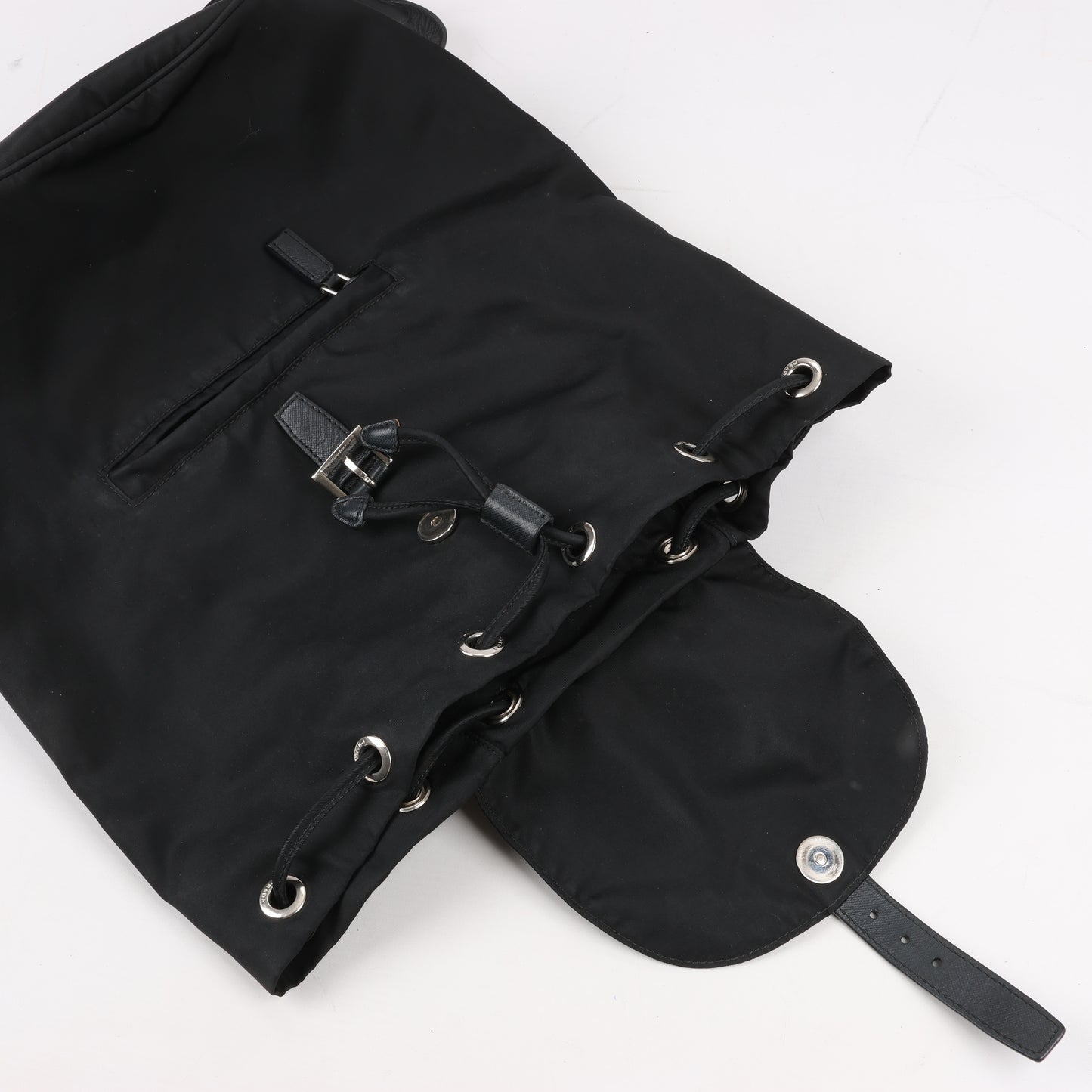 Prada Tessuto Stoff x Lederrucksack in Schwarz