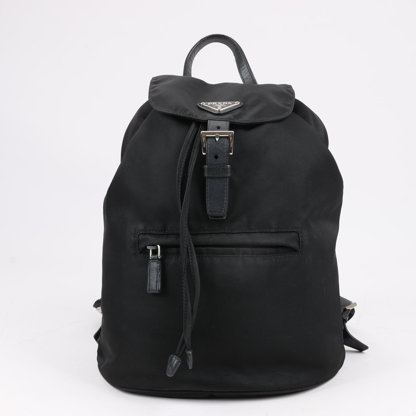 Prada Tessuto Stoff x Lederrucksack in Schwarz