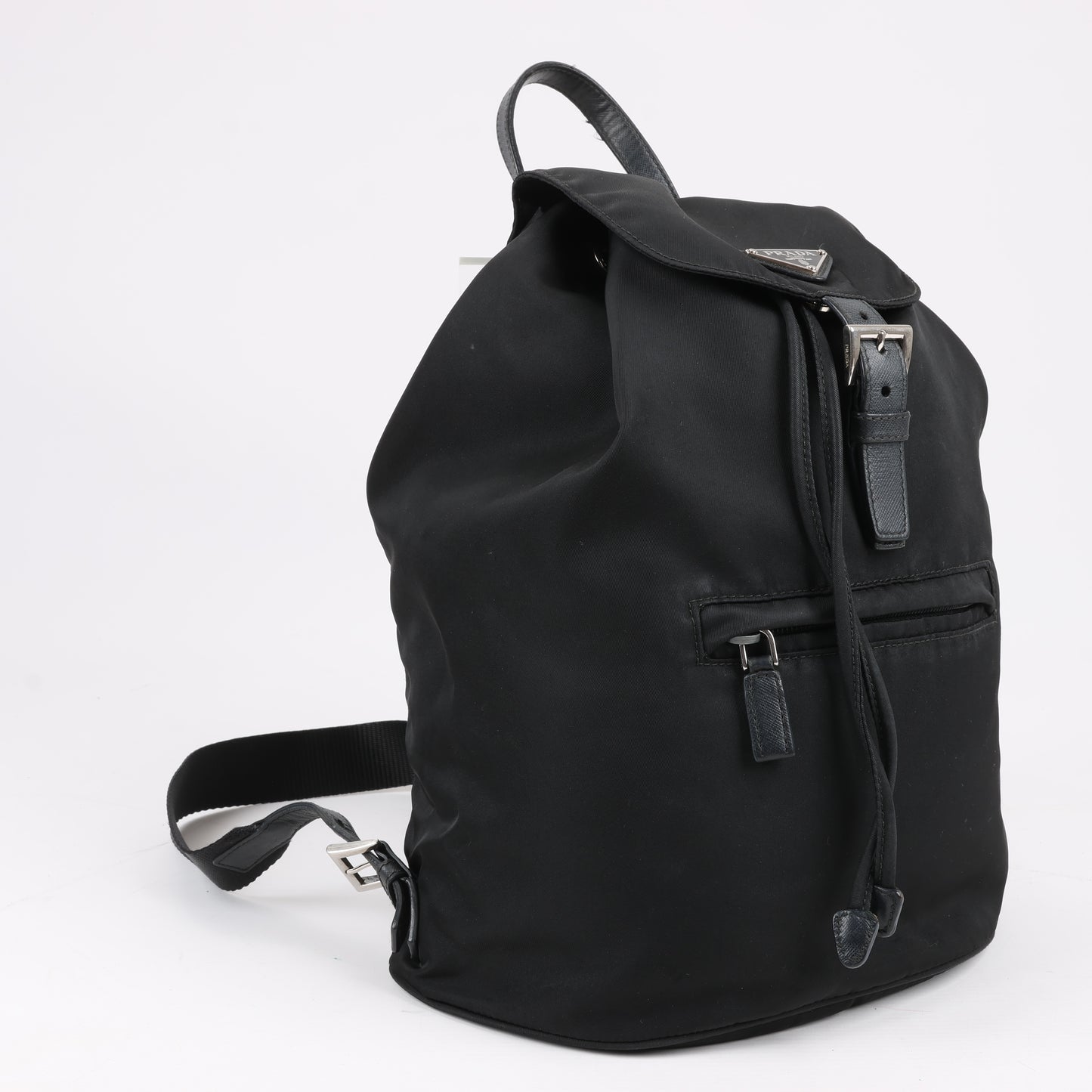 Prada Tessuto Stoff x Lederrucksack in Schwarz