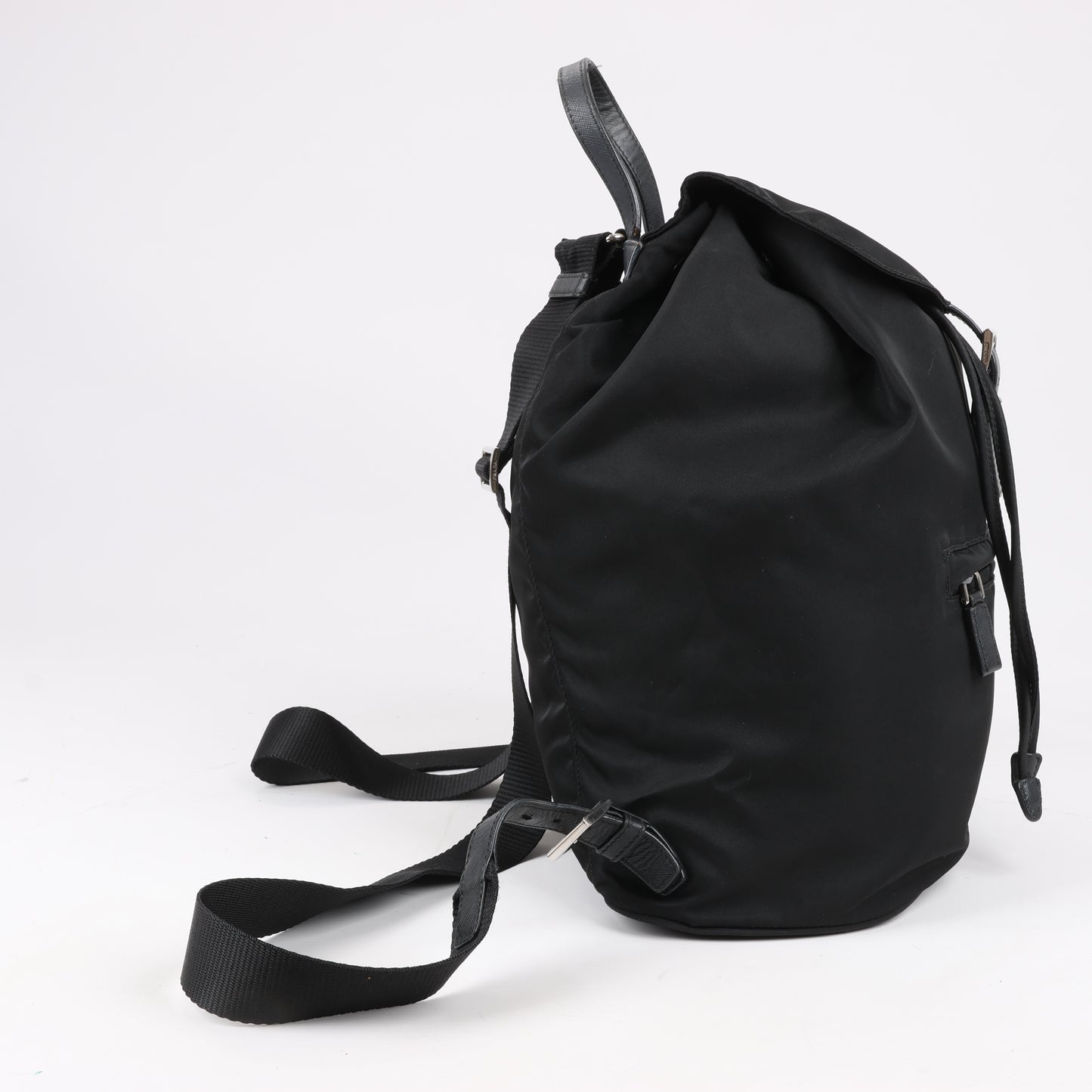 Prada Tessuto Stoff x Lederrucksack in Schwarz