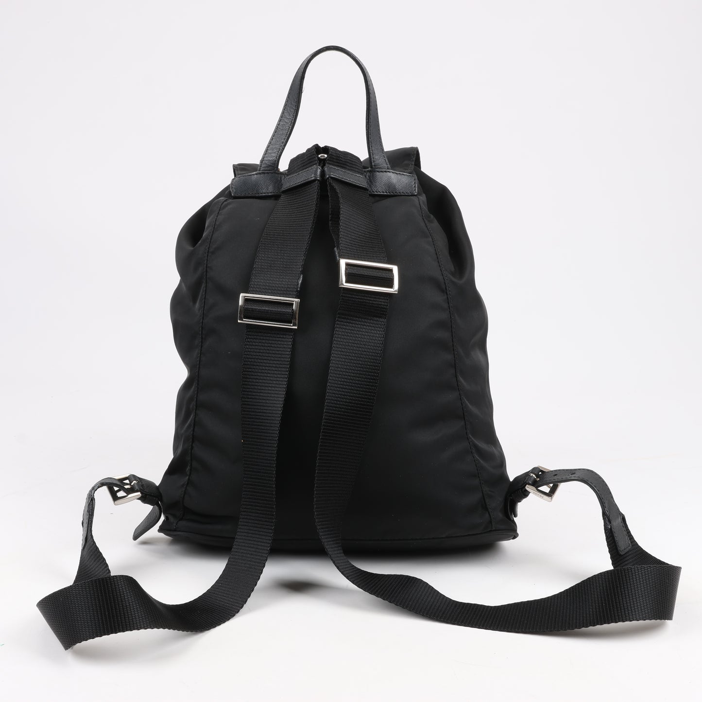 Prada Tessuto Stoff x Lederrucksack in Schwarz