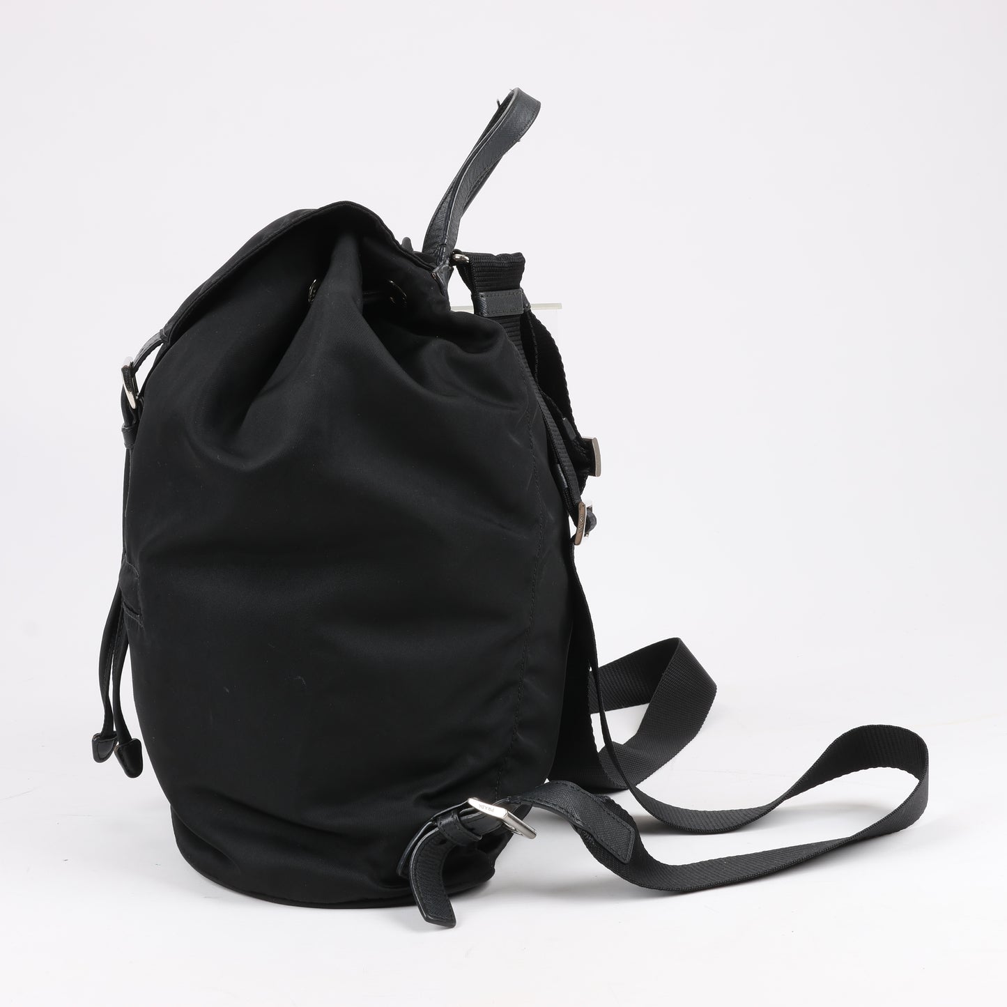 Prada Tessuto Stoff x Lederrucksack in Schwarz
