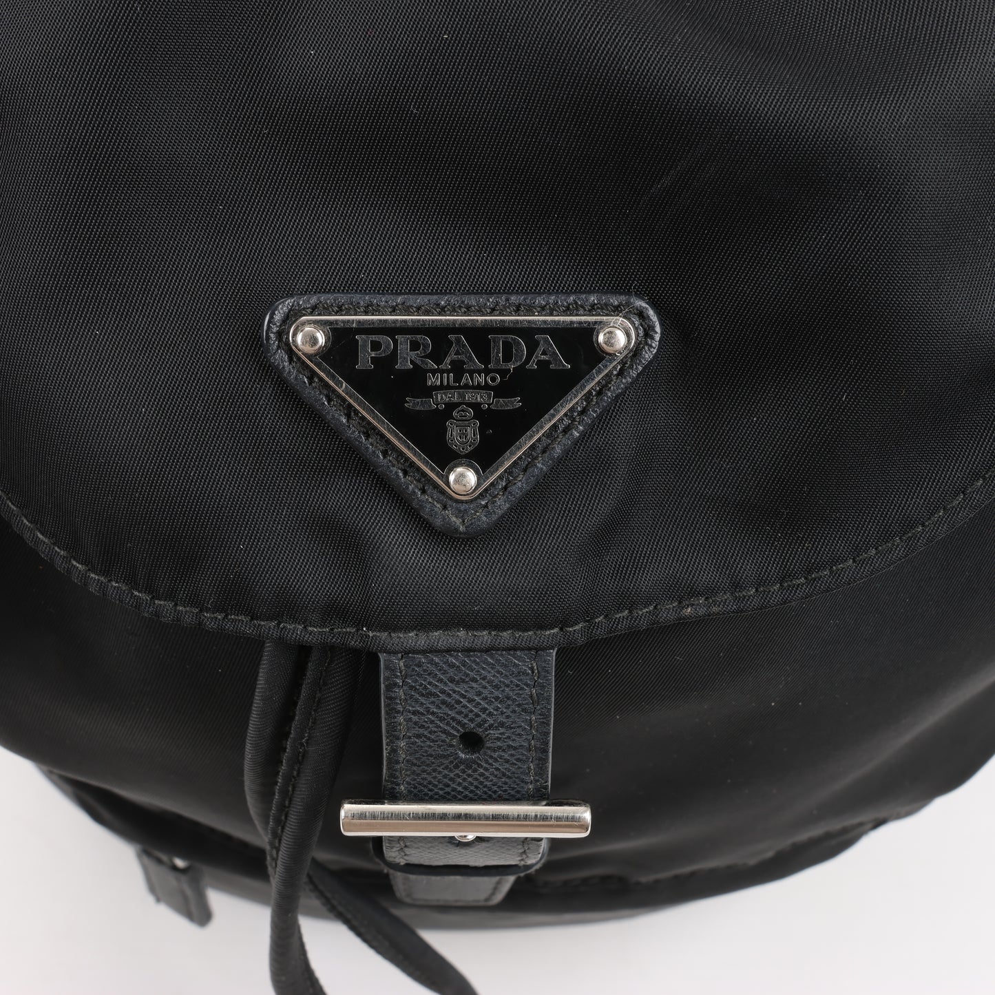 Prada Tessuto Stoff x Lederrucksack in Schwarz
