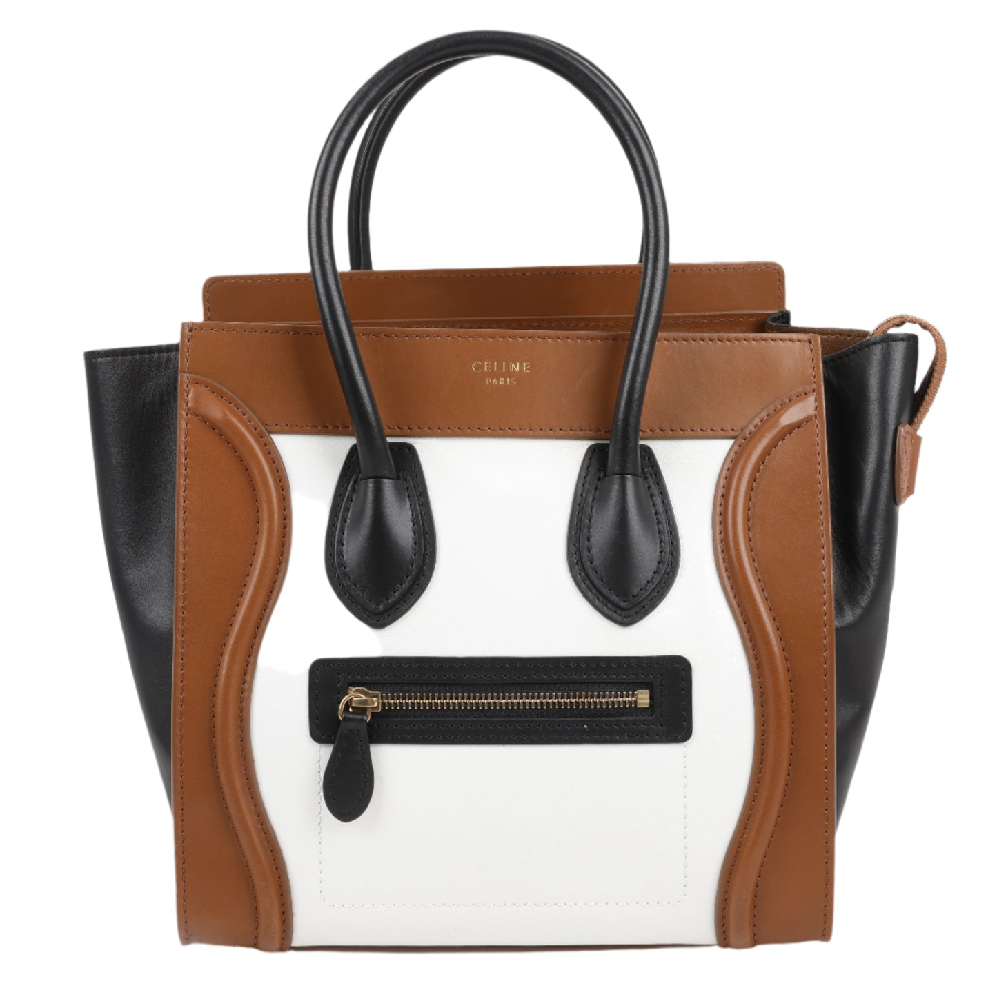 CELINE Luggage Micro Lederhandtasche in dreifarbigem Braun