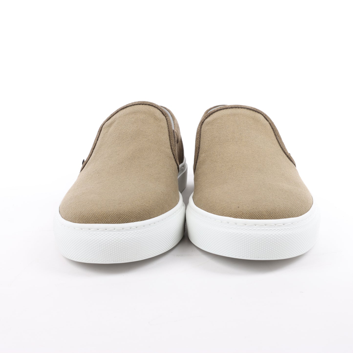 CORNELIANI Suede and Cloth Slip-On Sneakers in Brown, Size 50 EU