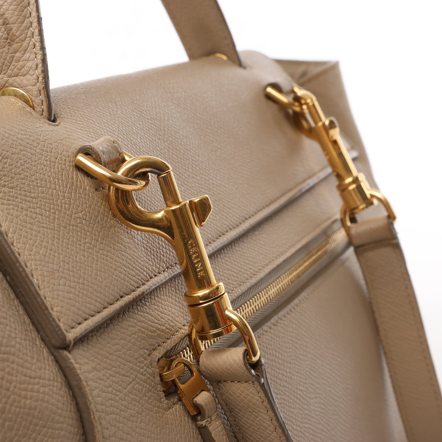 Celine Belt Bag Mini 2-Wege-Handtasche aus Leder in Beige