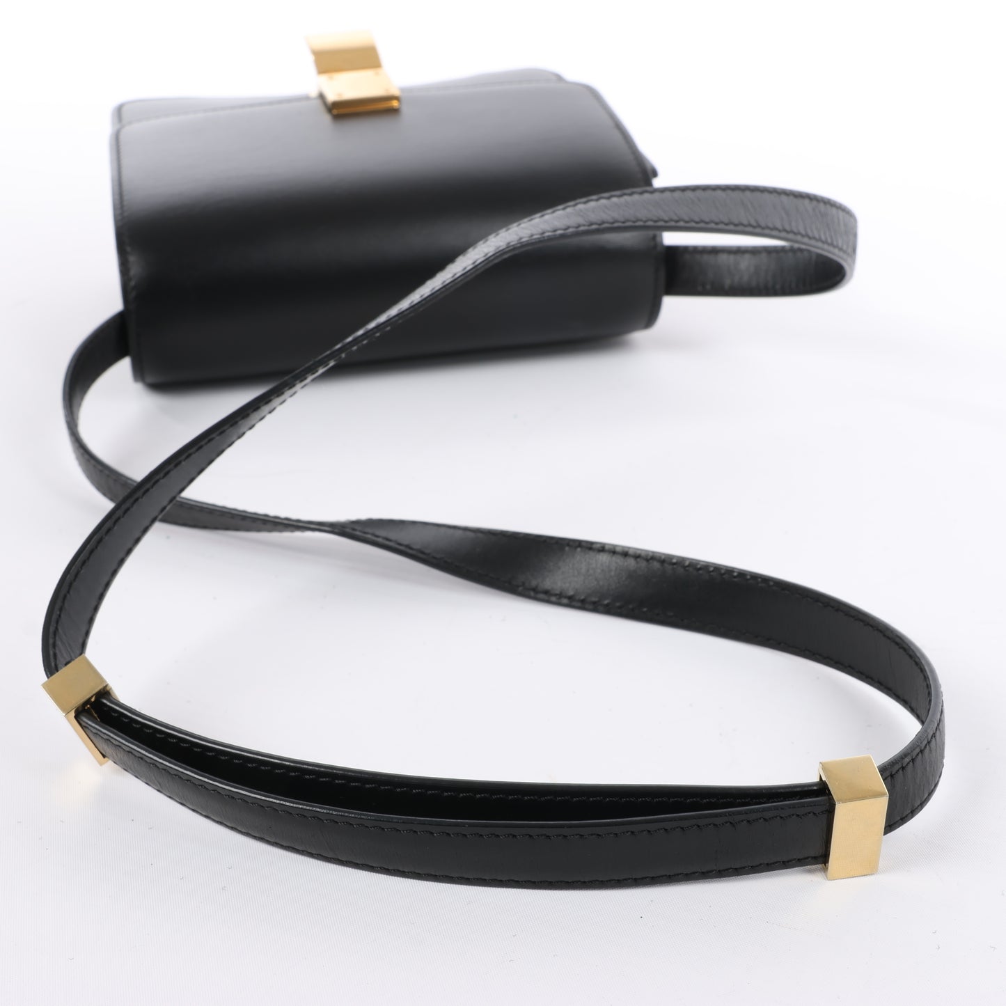 Celine Classic Box Small Leather Shoulder Bag in Black