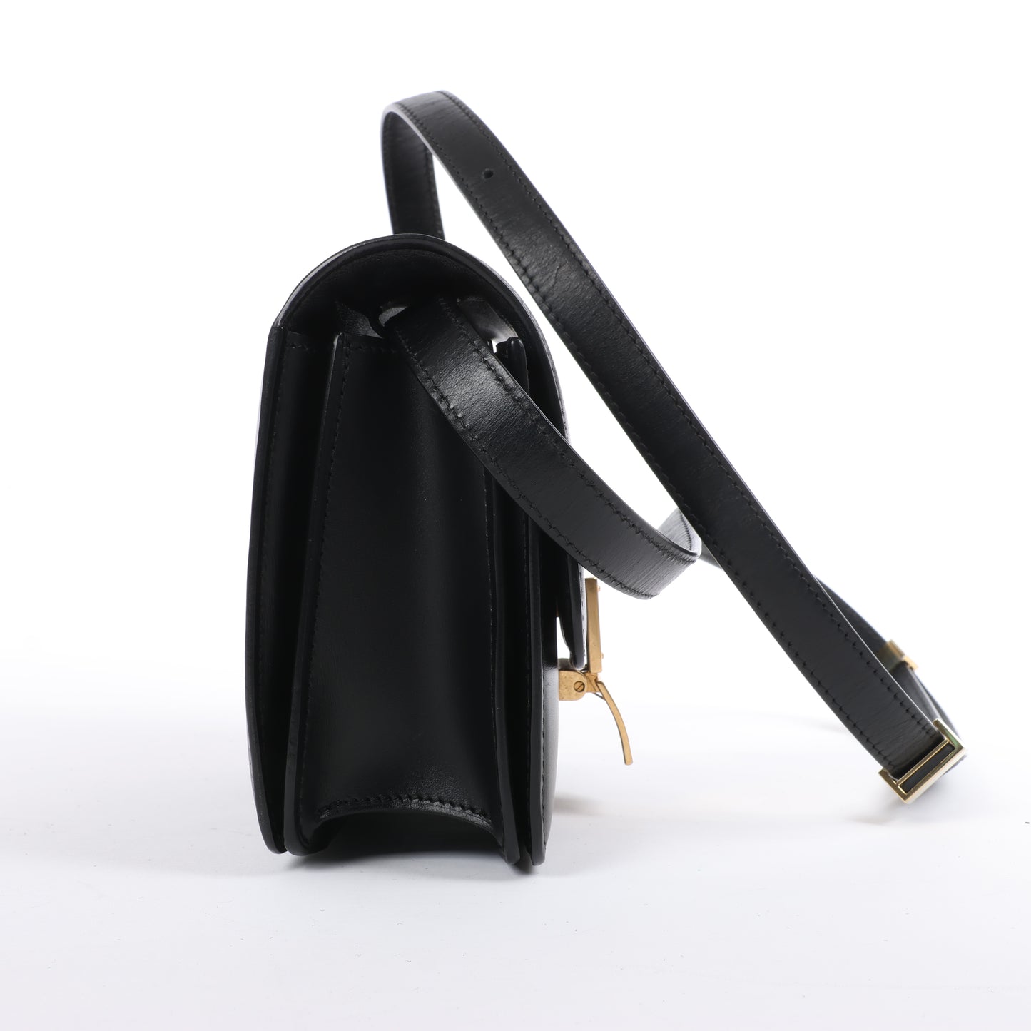Celine Classic Box Small Leather Shoulder Bag in Black