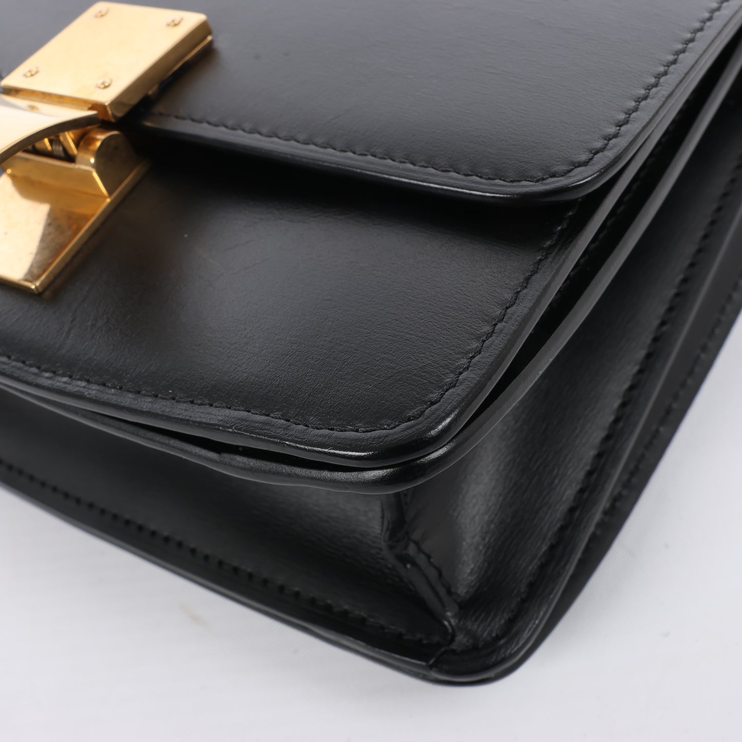 Celine Classic Box Small Leather Shoulder Bag in Black