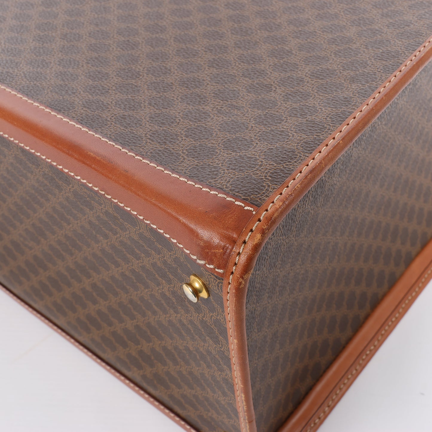 Celine Macadam – Braune Reisetasche aus PVC und Leder