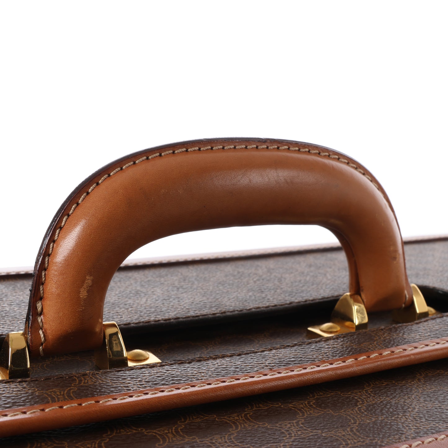 Celine Macadam – Braune Reisetasche aus PVC und Leder