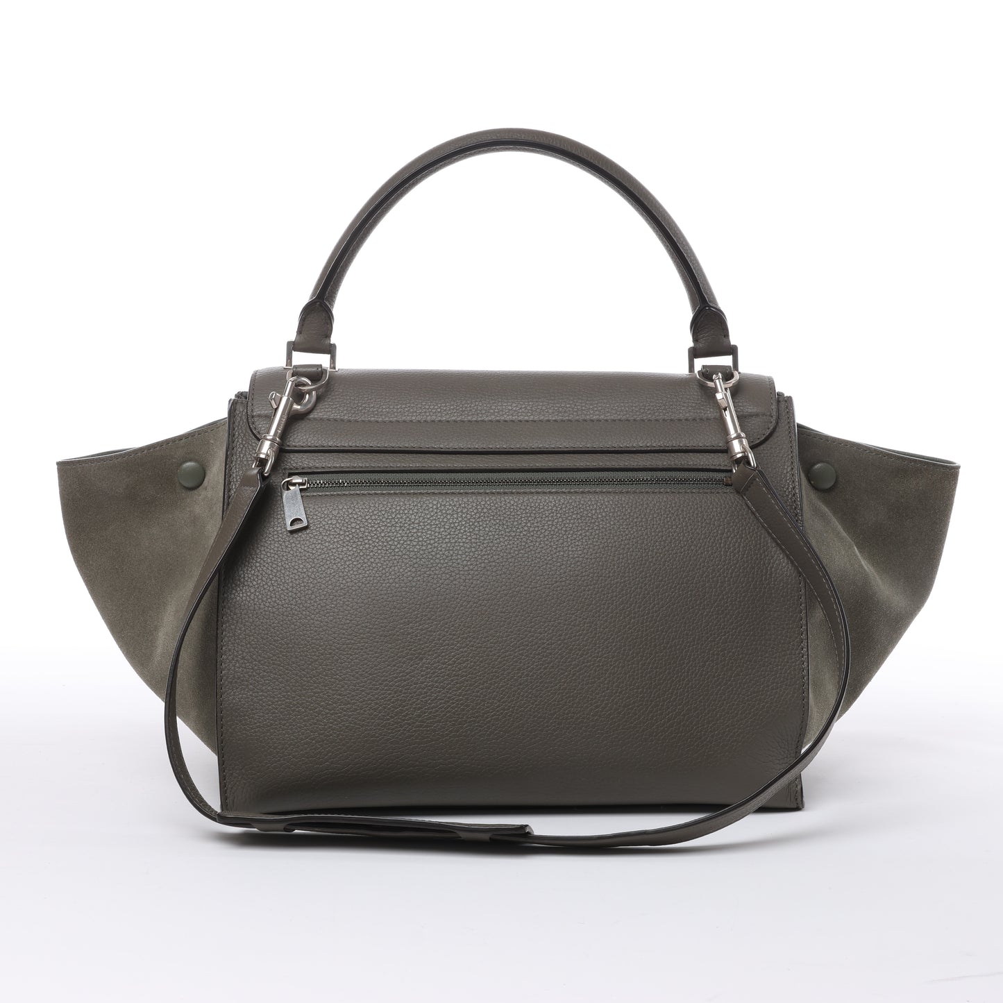 CELINE Trapeze Small Leder x Wildleder 2Way Handtasche in Grau