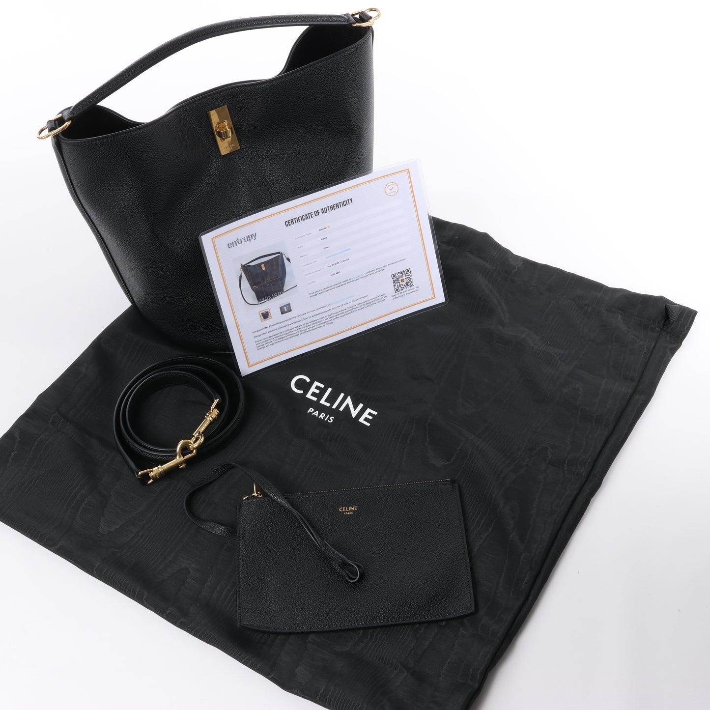 Celine Teen Bucket 16 Leather 2 Way Handbag in Black