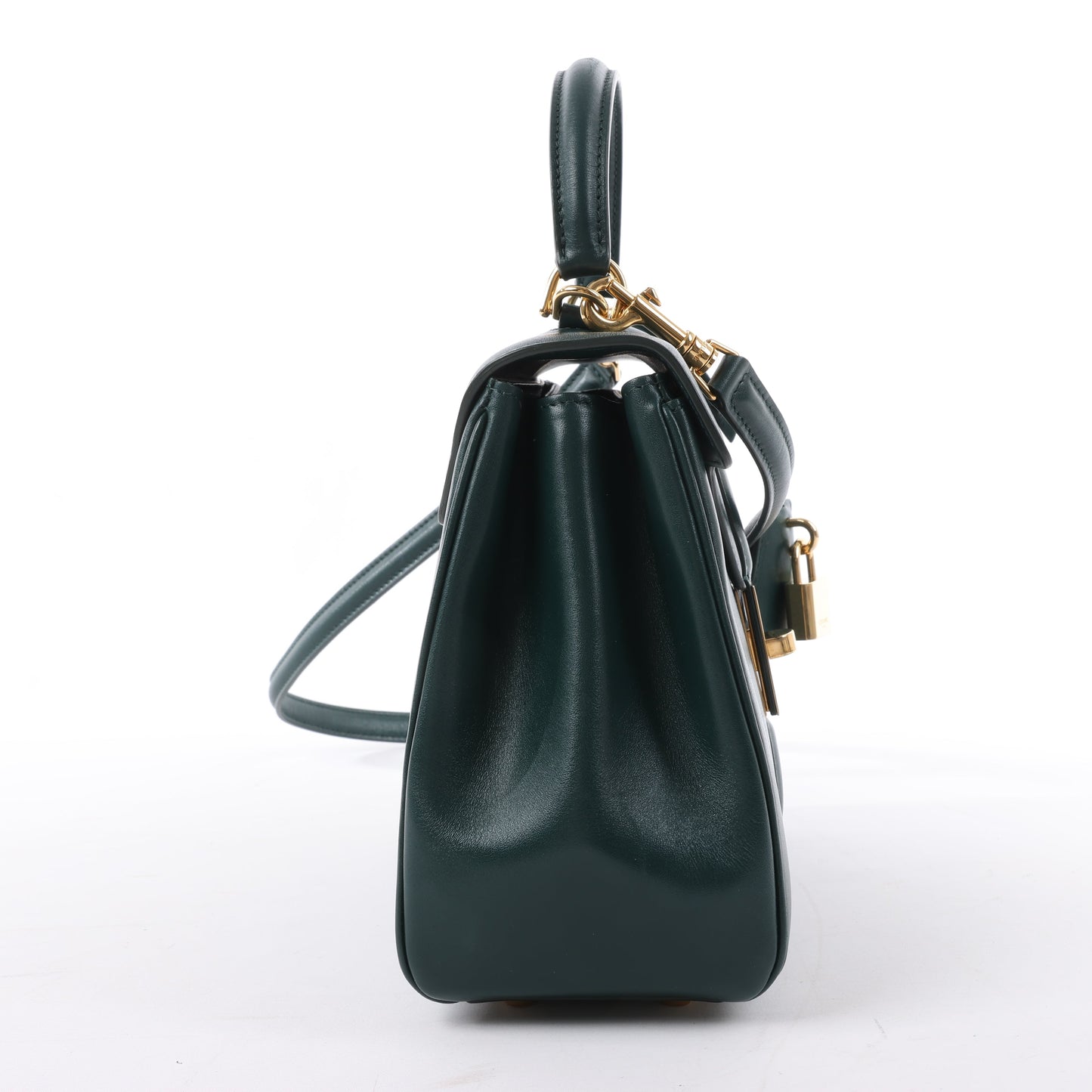 Celine – Sac 16 – Kleine Handtasche aus glattem Kalbsleder in Grün