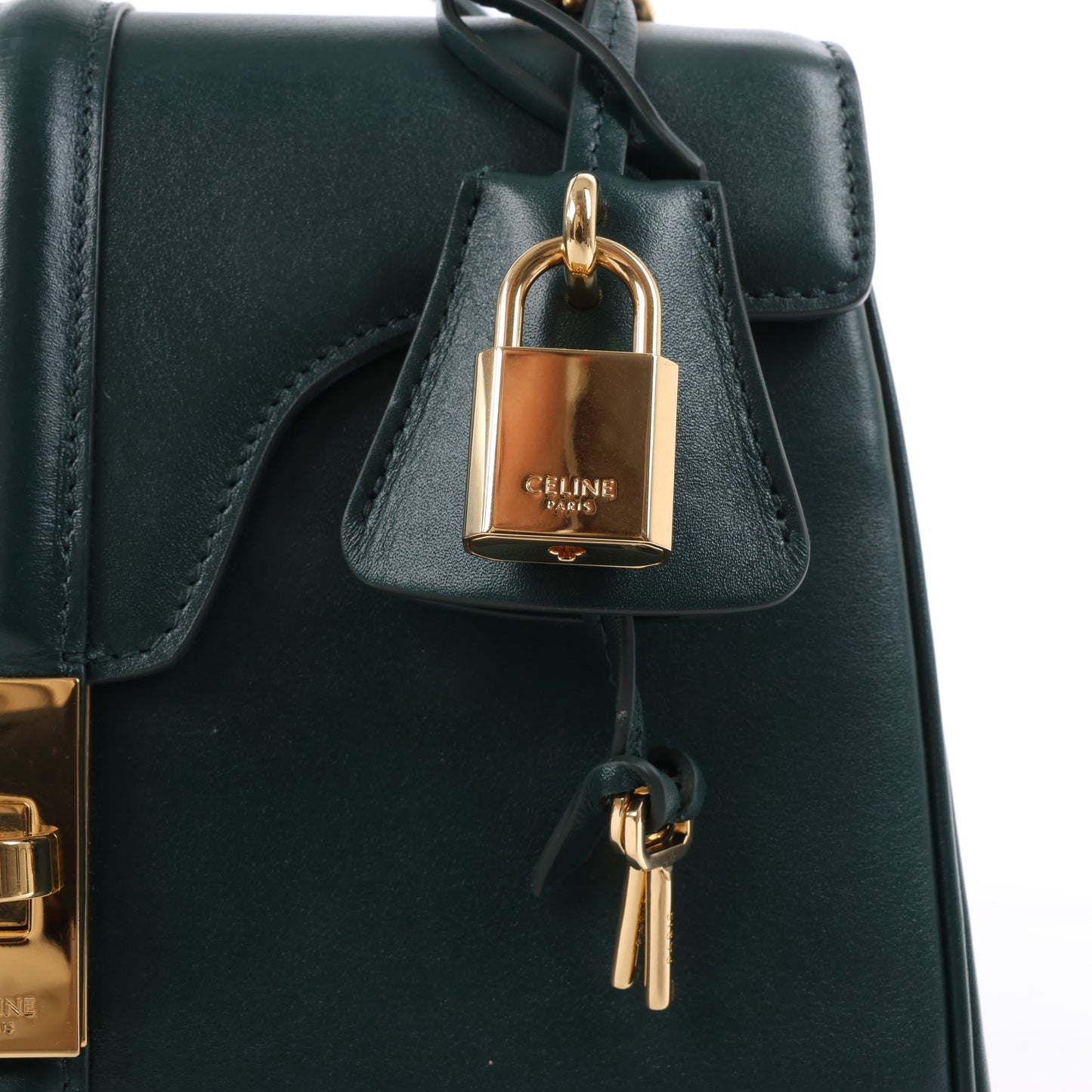 Celine – Sac 16 – Kleine Handtasche aus glattem Kalbsleder in Grün