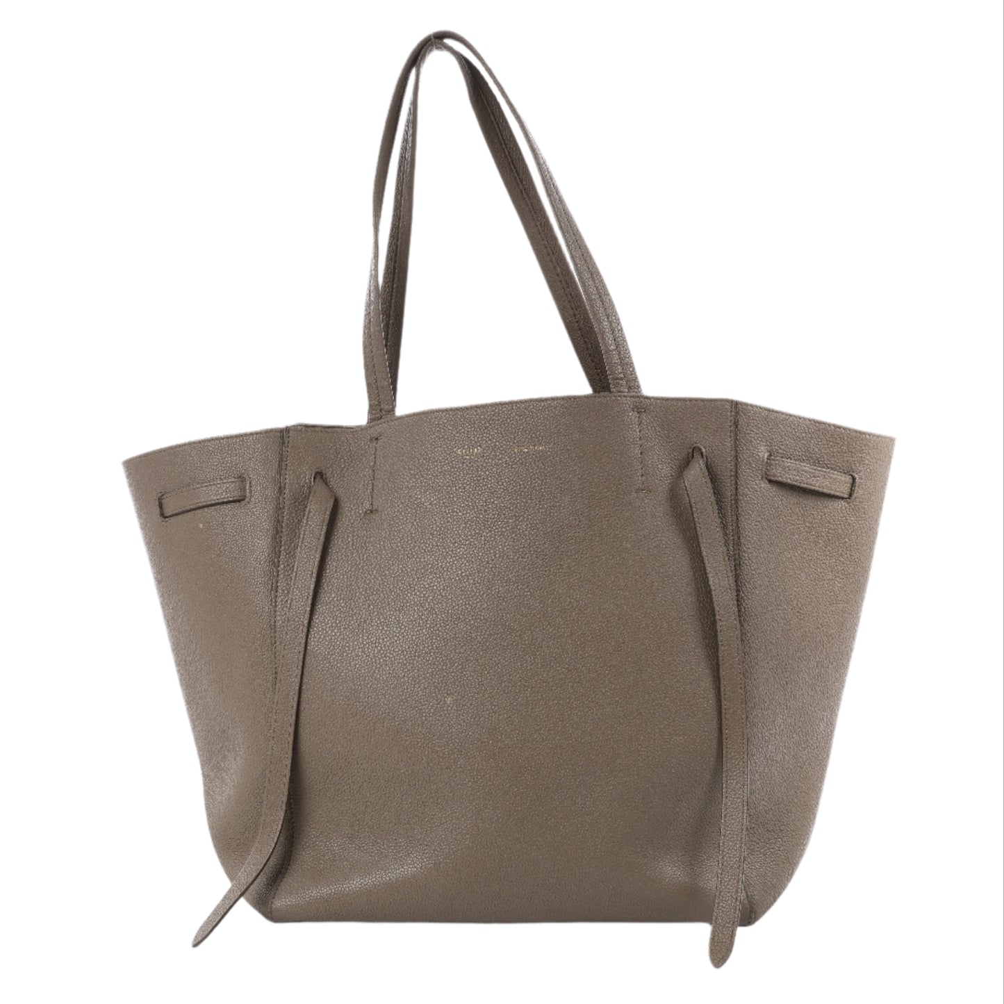 Celine Cabas Phantom Small Leather Shoulder Bag in Greige
