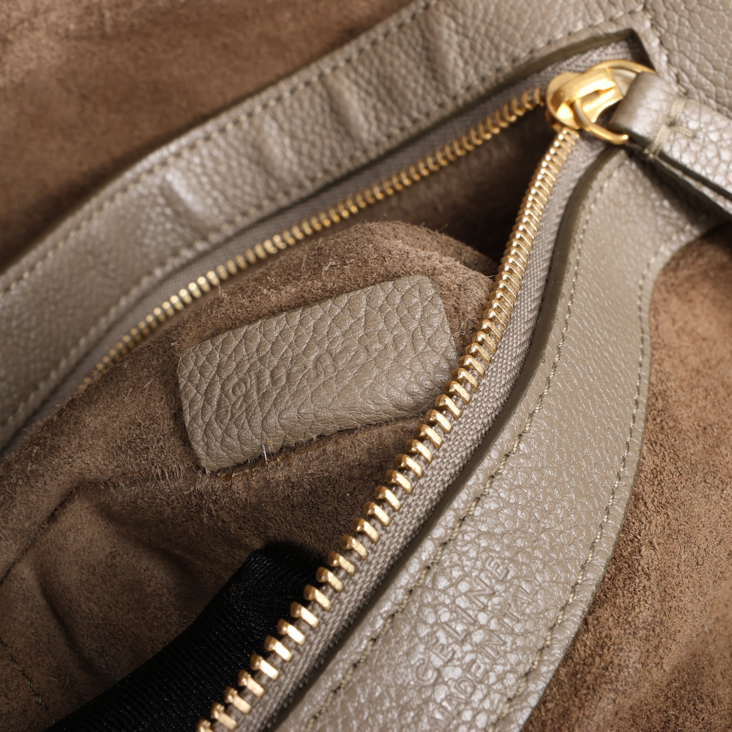 Celine Cabas Phantom Small Leather Shoulder Bag in Greige
