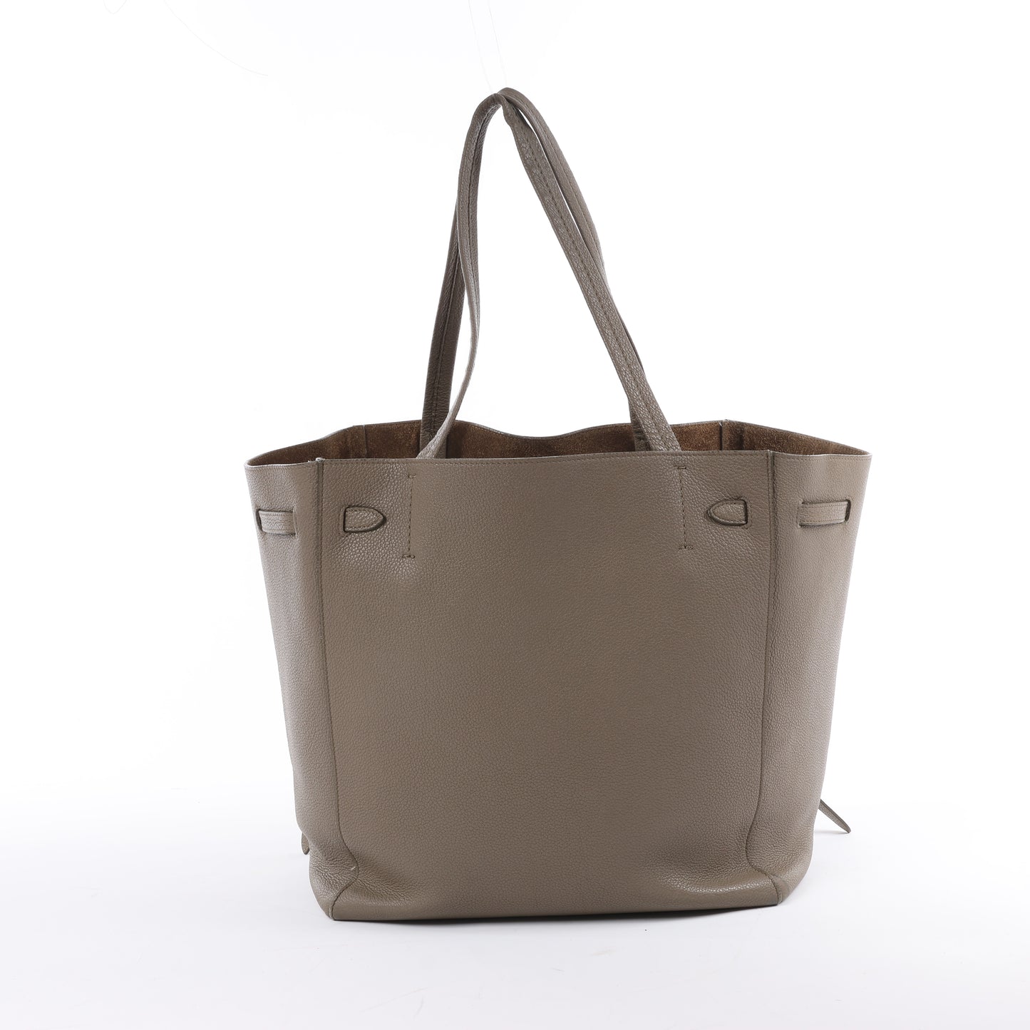 Celine Cabas Phantom Small Leather Shoulder Bag in Greige