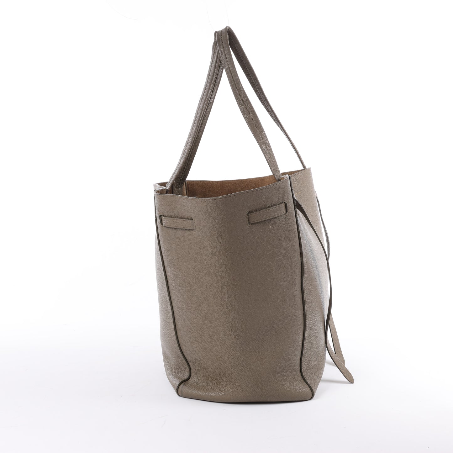 Celine Cabas Phantom Small Leather Shoulder Bag in Greige