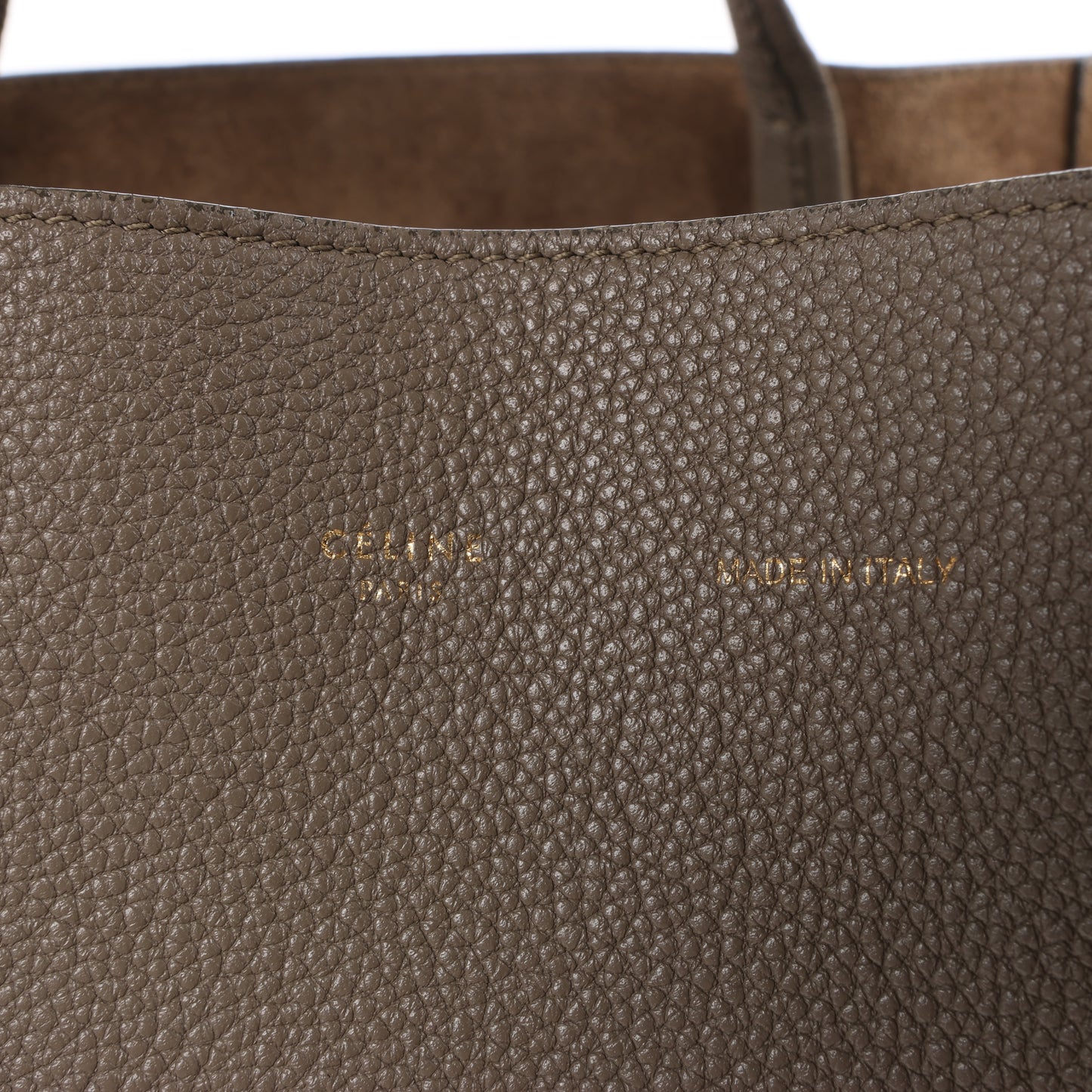 Celine Cabas Phantom Small Leather Shoulder Bag in Greige