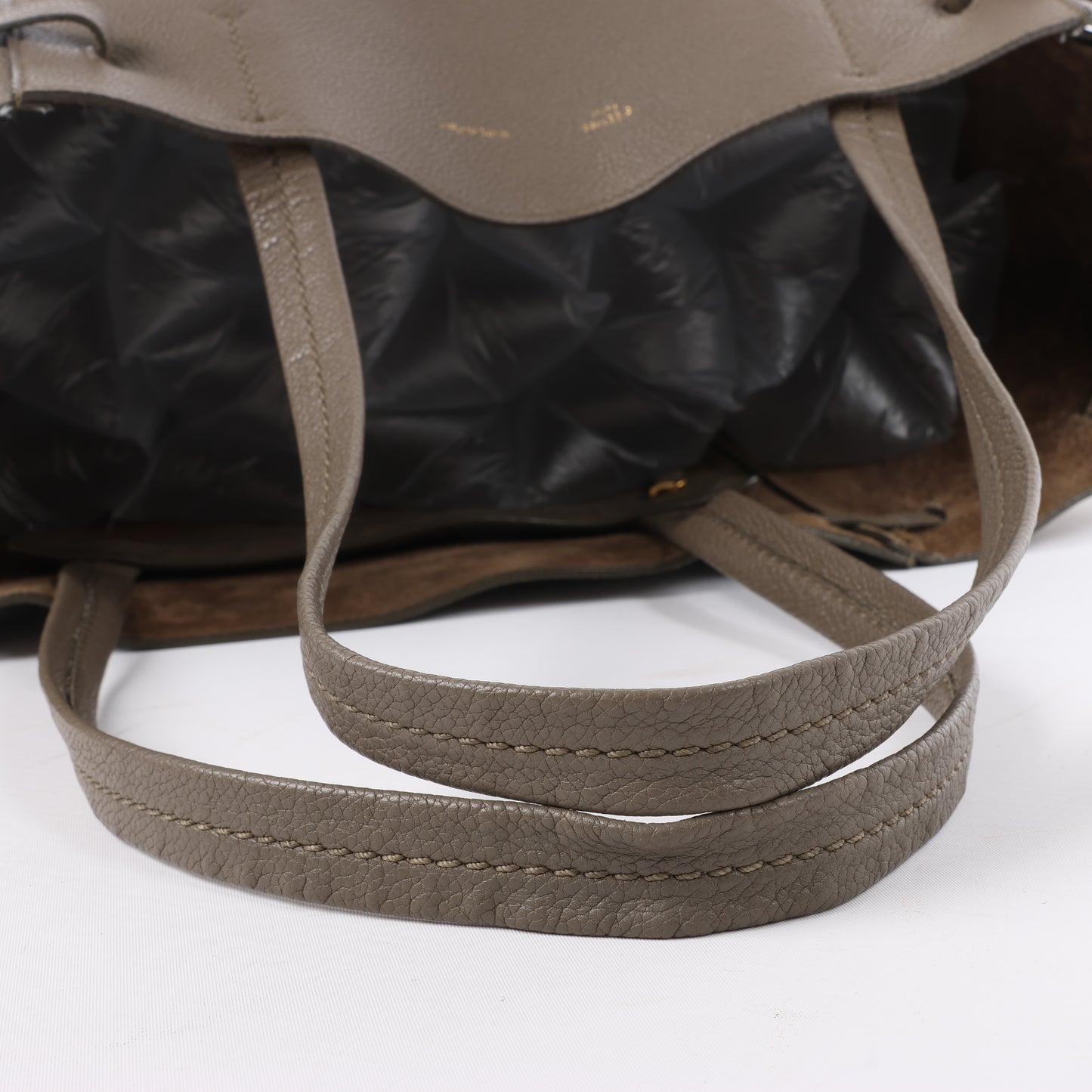 Celine Cabas Phantom Small Leather Shoulder Bag in Greige