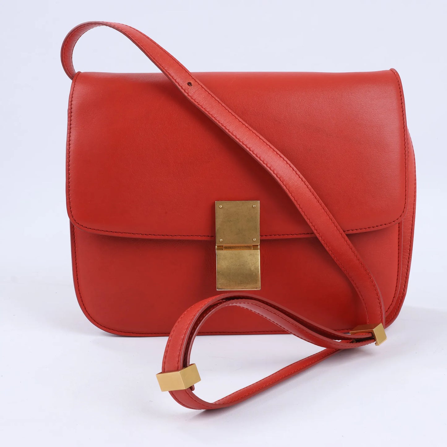 CELINE Classic Box mittelgroße Umhängetasche aus rotem Leder