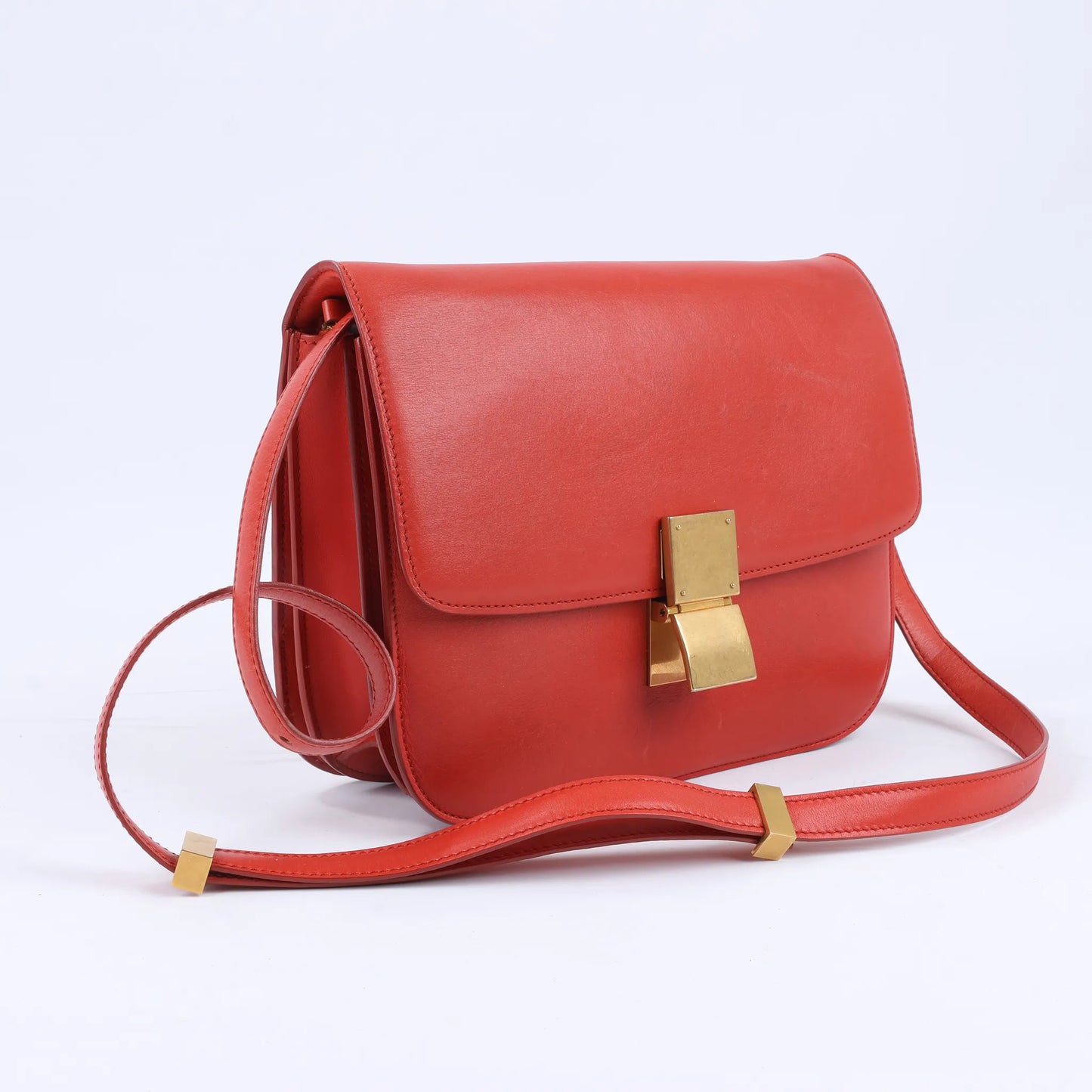 CELINE Classic Box mittelgroße Umhängetasche aus rotem Leder
