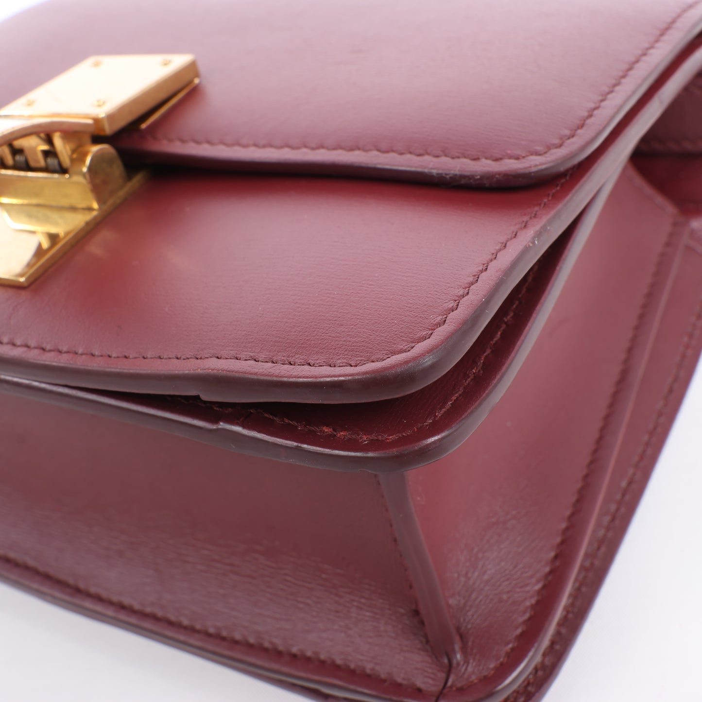 Celine – Classic Box – Kleine Schultertasche aus Leder in Burgunderrot