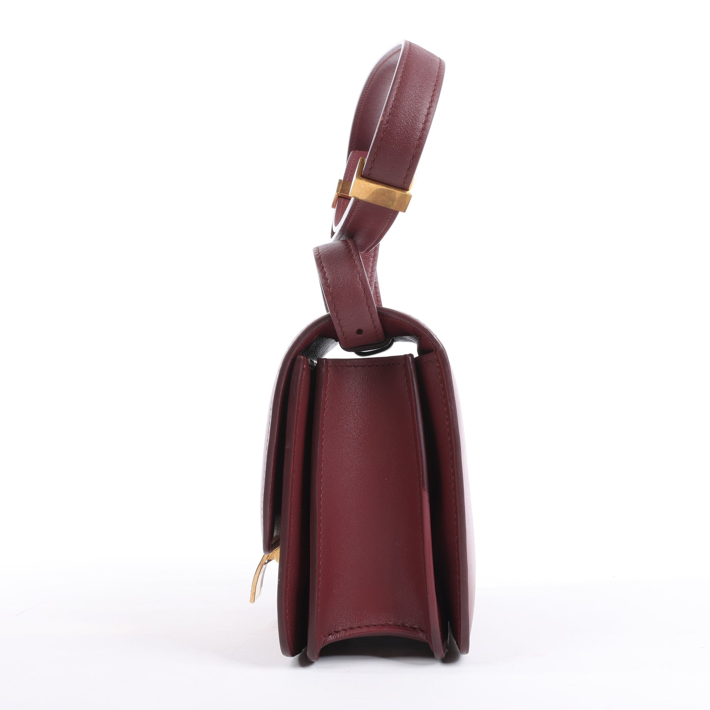 Celine – Classic Box – Kleine Schultertasche aus Leder in Burgunderrot