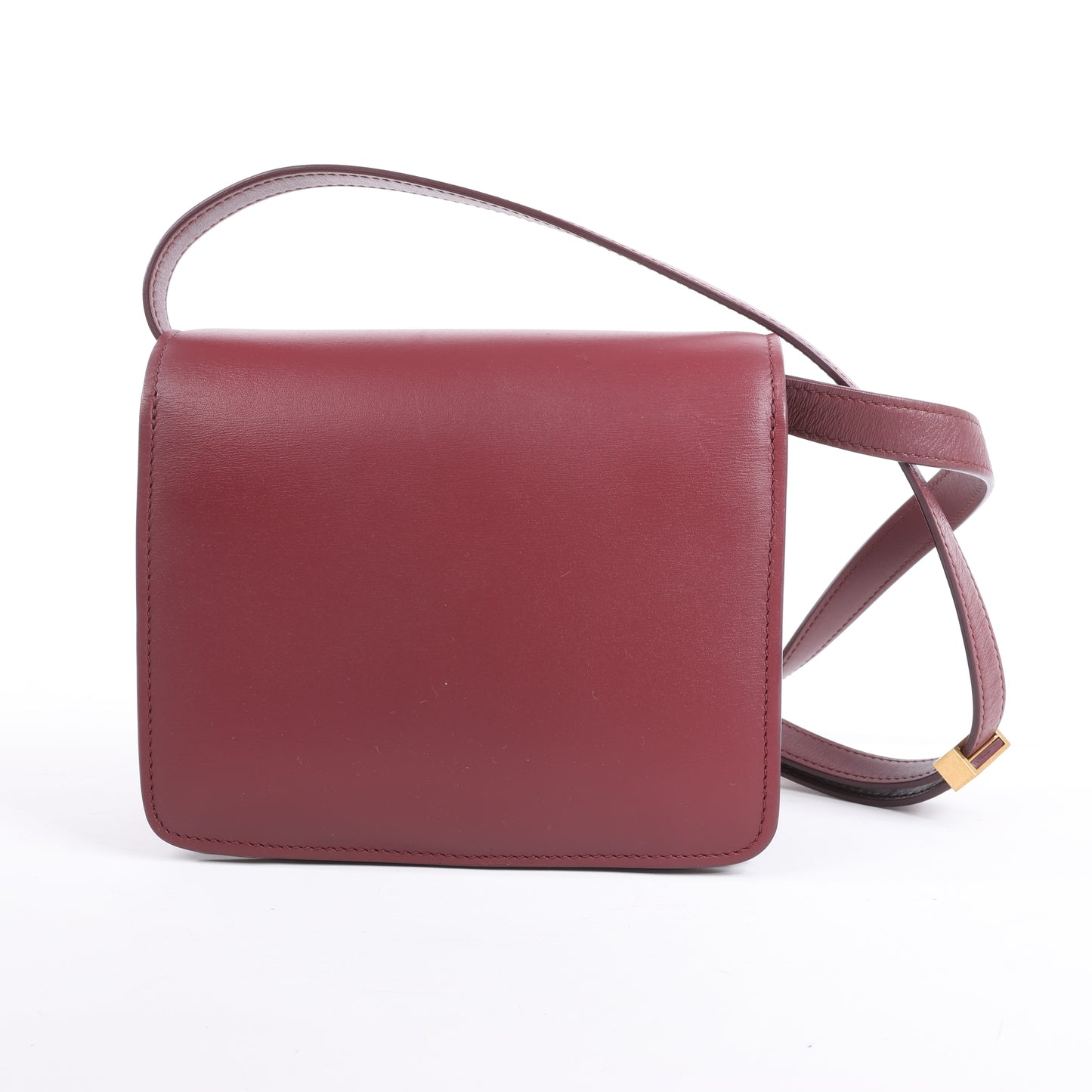 Celine – Classic Box – Kleine Schultertasche aus Leder in Burgunderrot