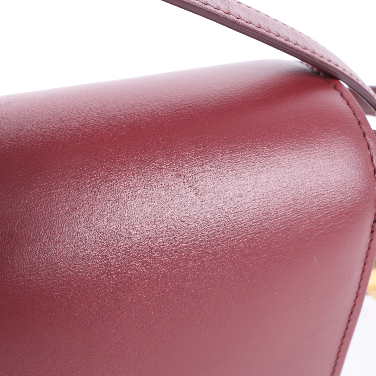 Celine – Classic Box – Kleine Schultertasche aus Leder in Burgunderrot