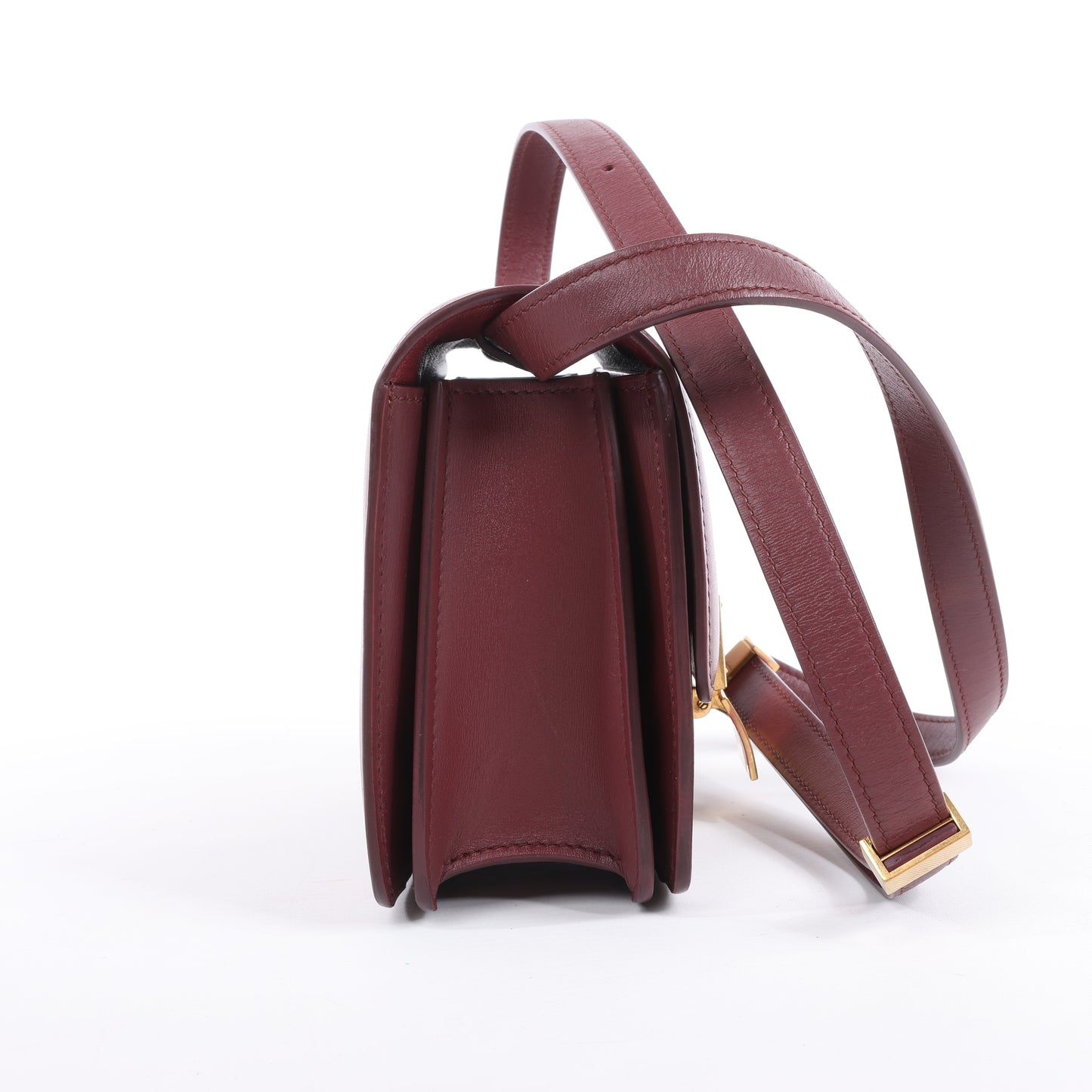 Celine – Classic Box – Kleine Schultertasche aus Leder in Burgunderrot