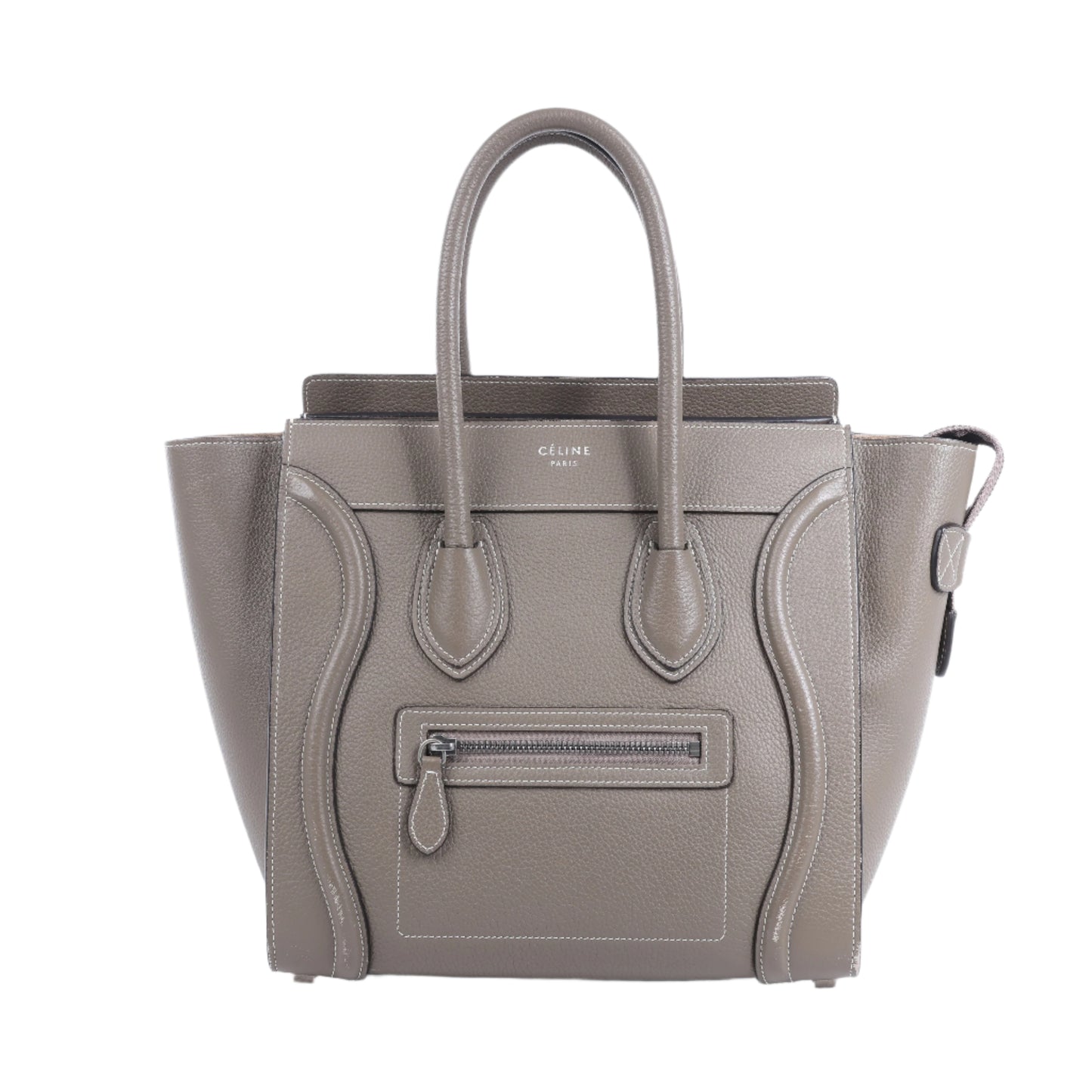 CELINE Luggage Micro Lederhandtasche in Greige