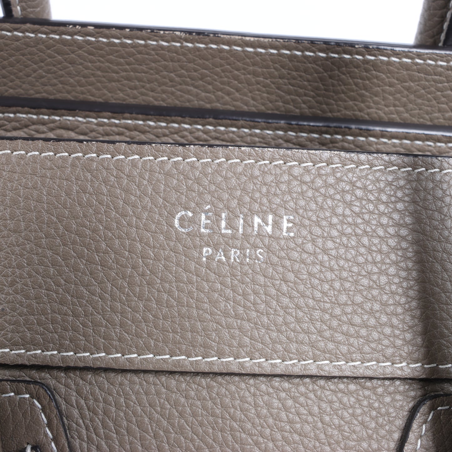 CELINE Luggage Micro Lederhandtasche in Greige