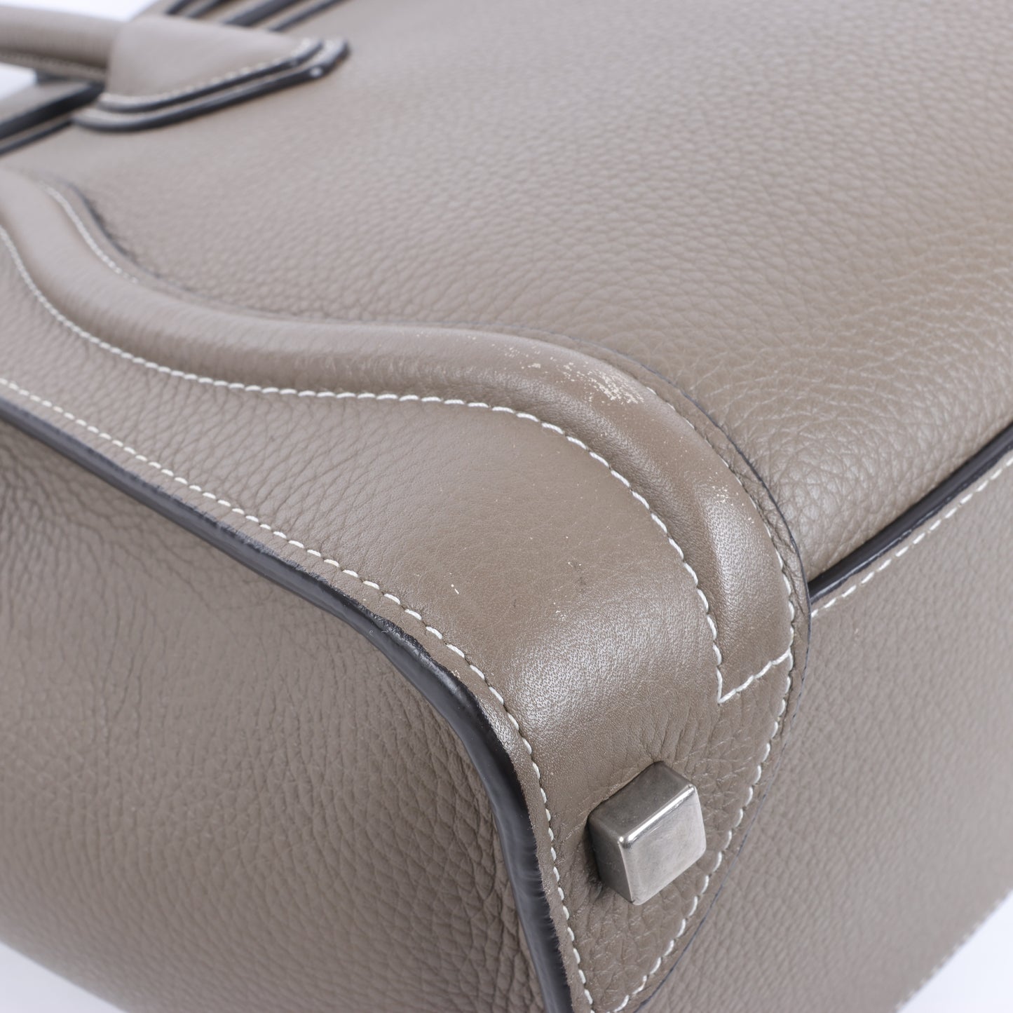 CELINE Luggage Micro Lederhandtasche in Greige