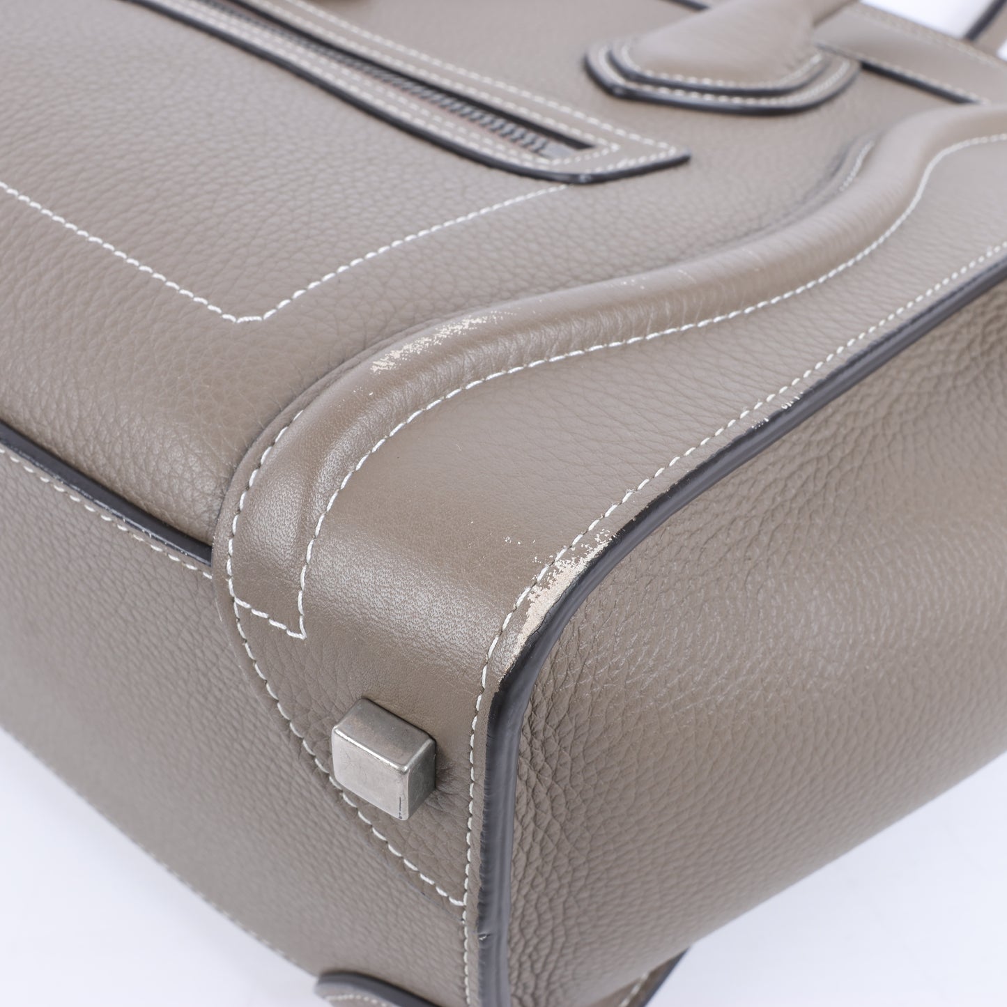 CELINE Luggage Micro Lederhandtasche in Greige