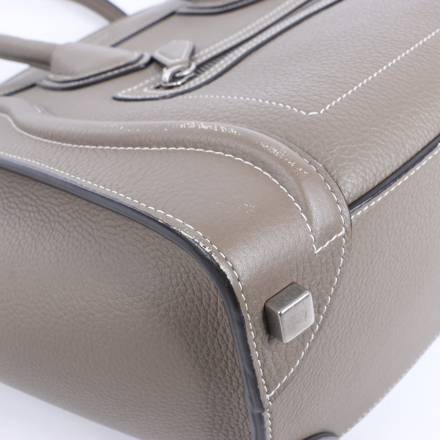 CELINE Luggage Micro Lederhandtasche in Greige