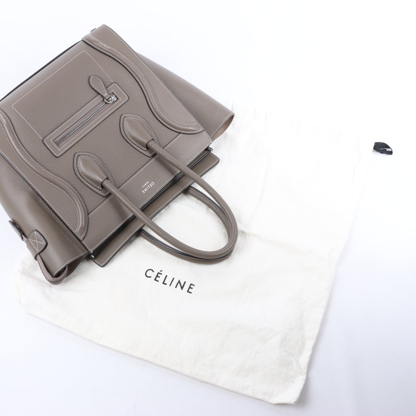CELINE Luggage Micro Lederhandtasche in Greige