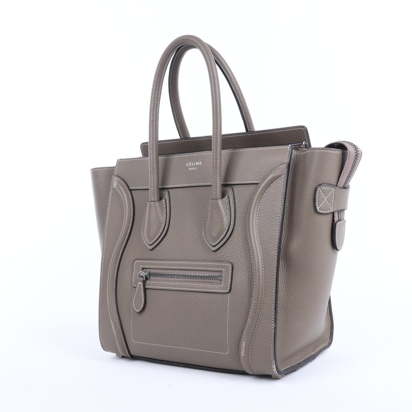 CELINE Luggage Micro Lederhandtasche in Greige