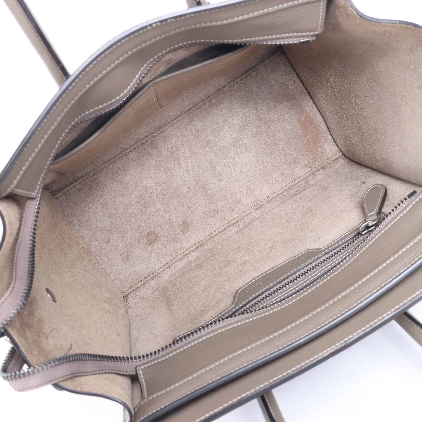 CELINE Luggage Micro Lederhandtasche in Greige