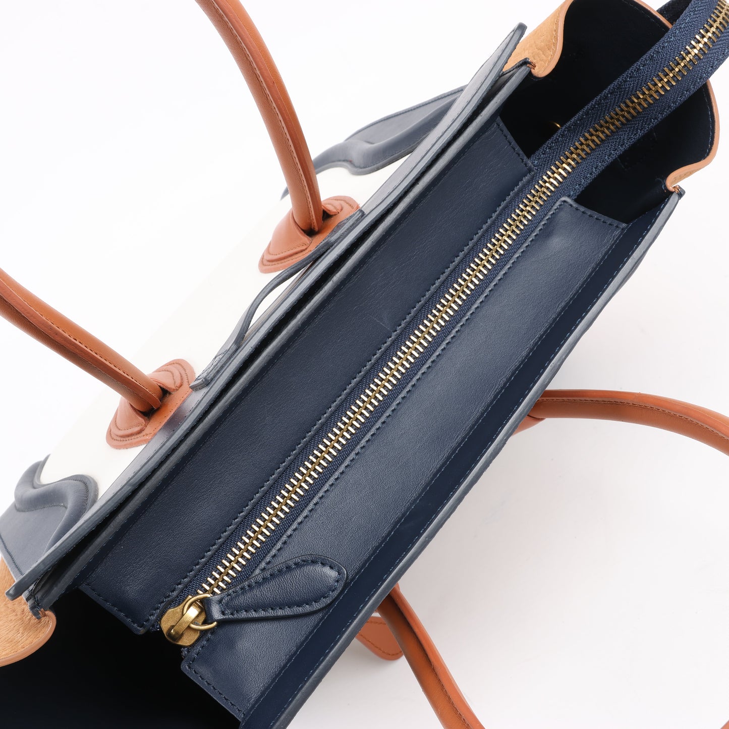 CELINE Luggage Micro Leder x Wildleder Handtasche dreifarbig in Braun
