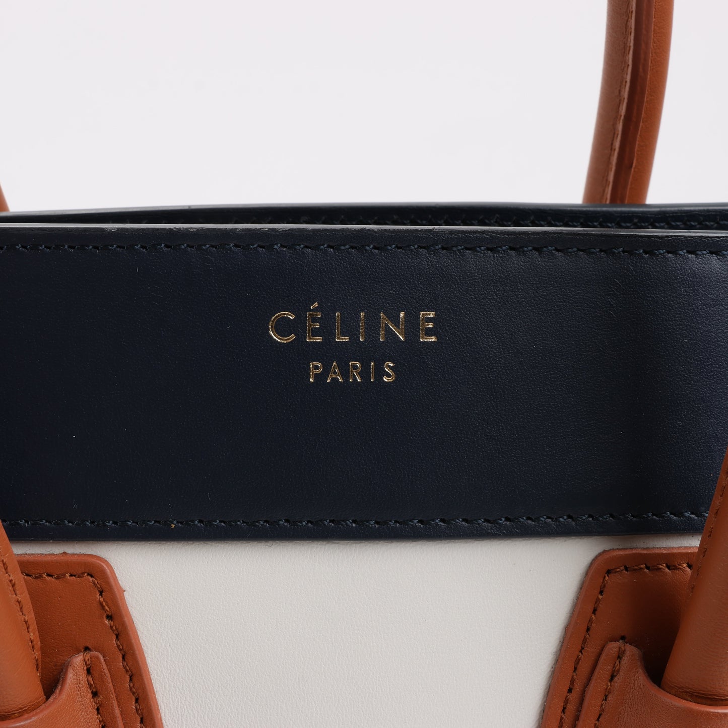 CELINE Luggage Micro Leder x Wildleder Handtasche dreifarbig in Braun