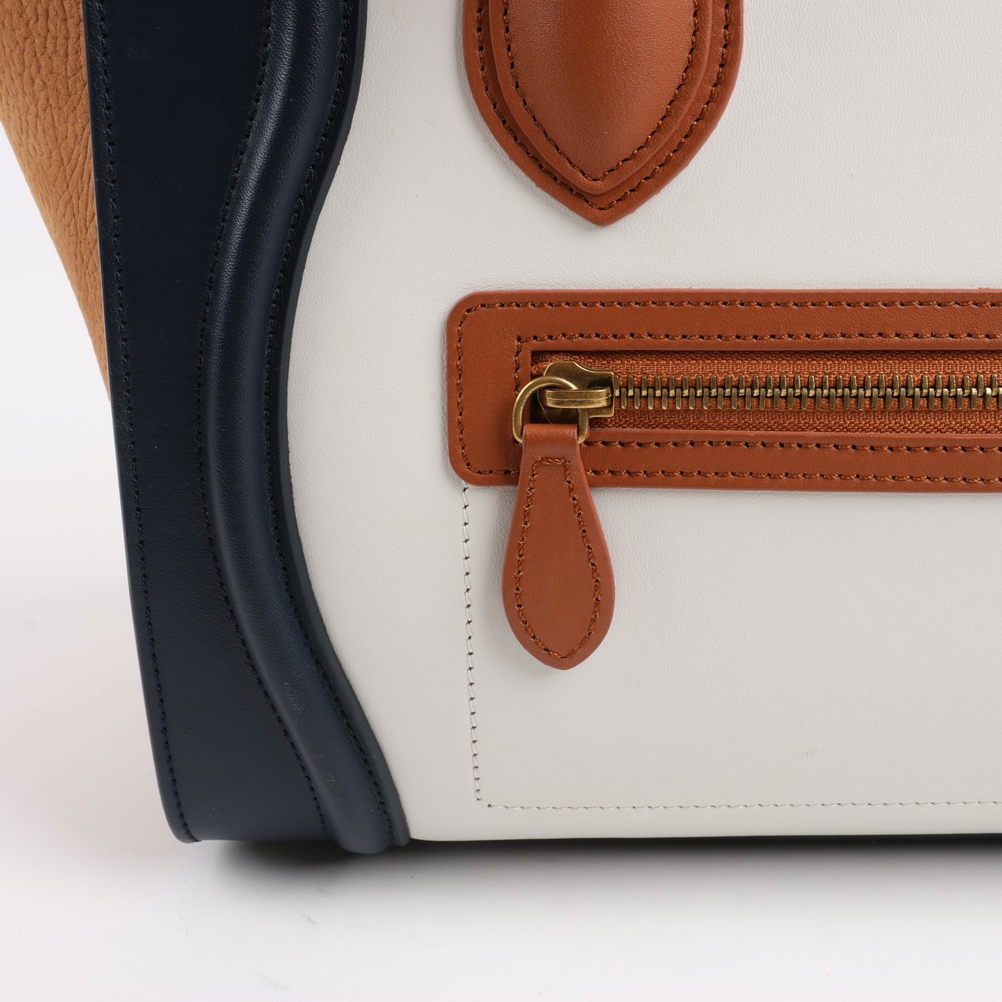 CELINE Luggage Micro Leder x Wildleder Handtasche dreifarbig in Braun