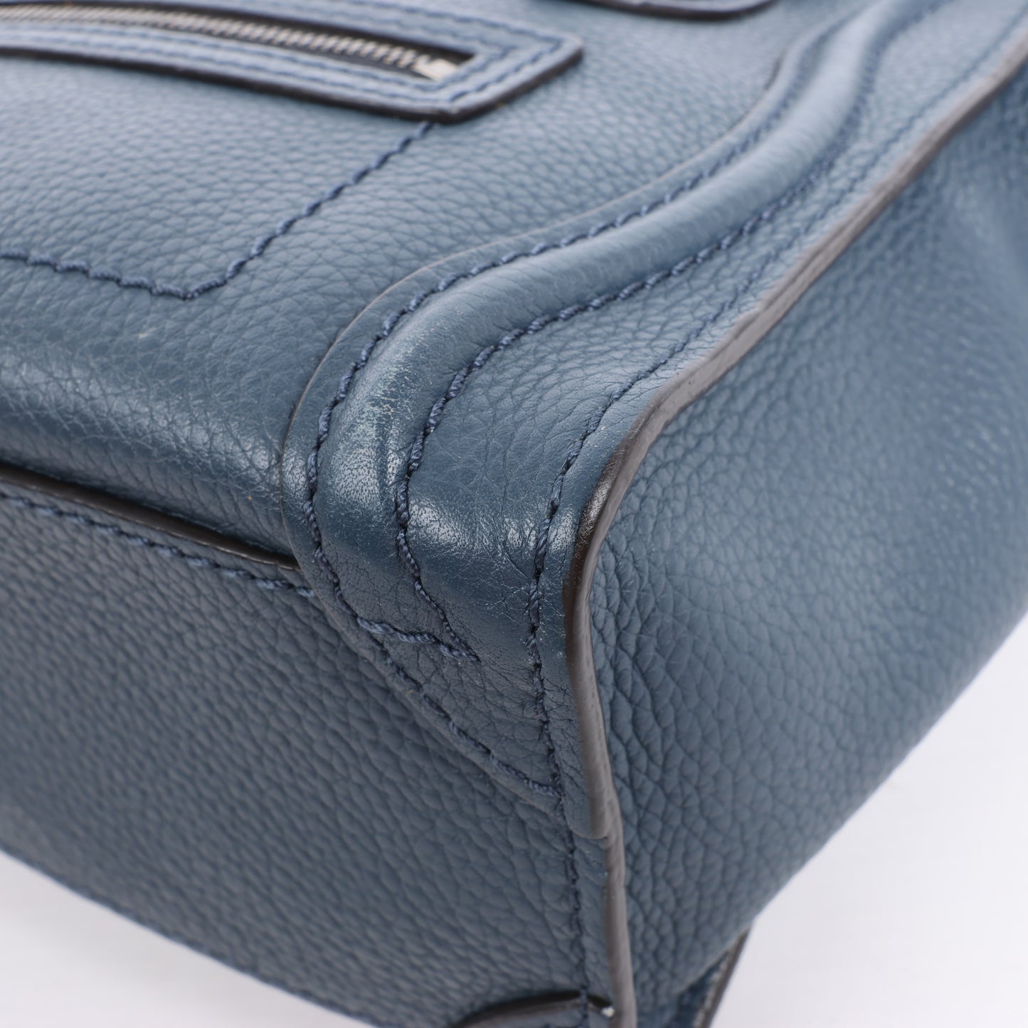 CELINE Nano Luggage 2Way-Handtasche aus Leder in Marineblau