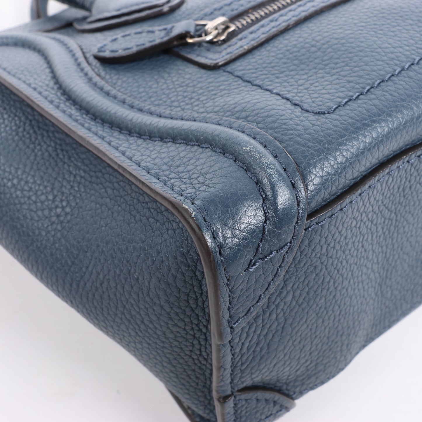 CELINE Nano Luggage 2Way-Handtasche aus Leder in Marineblau