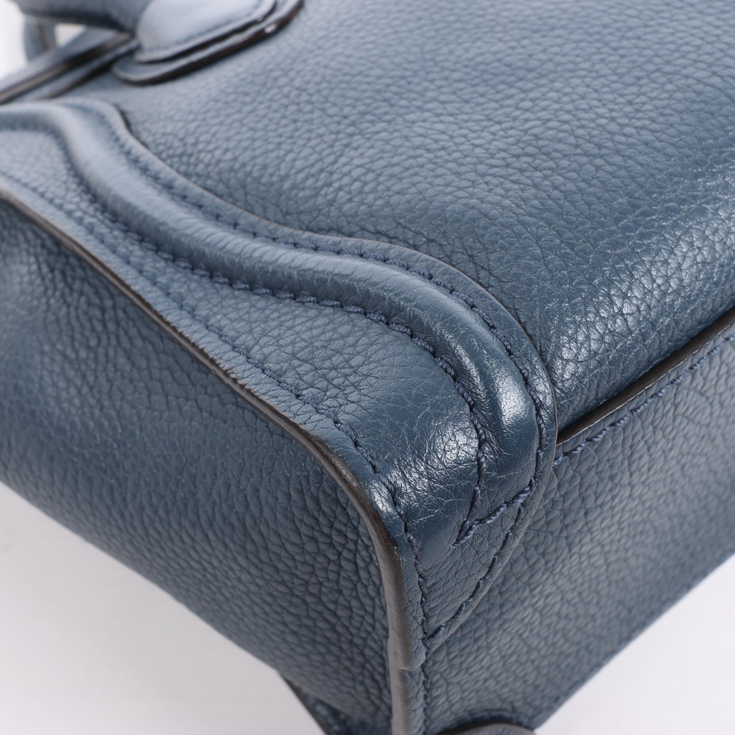 CELINE Nano Luggage 2Way-Handtasche aus Leder in Marineblau