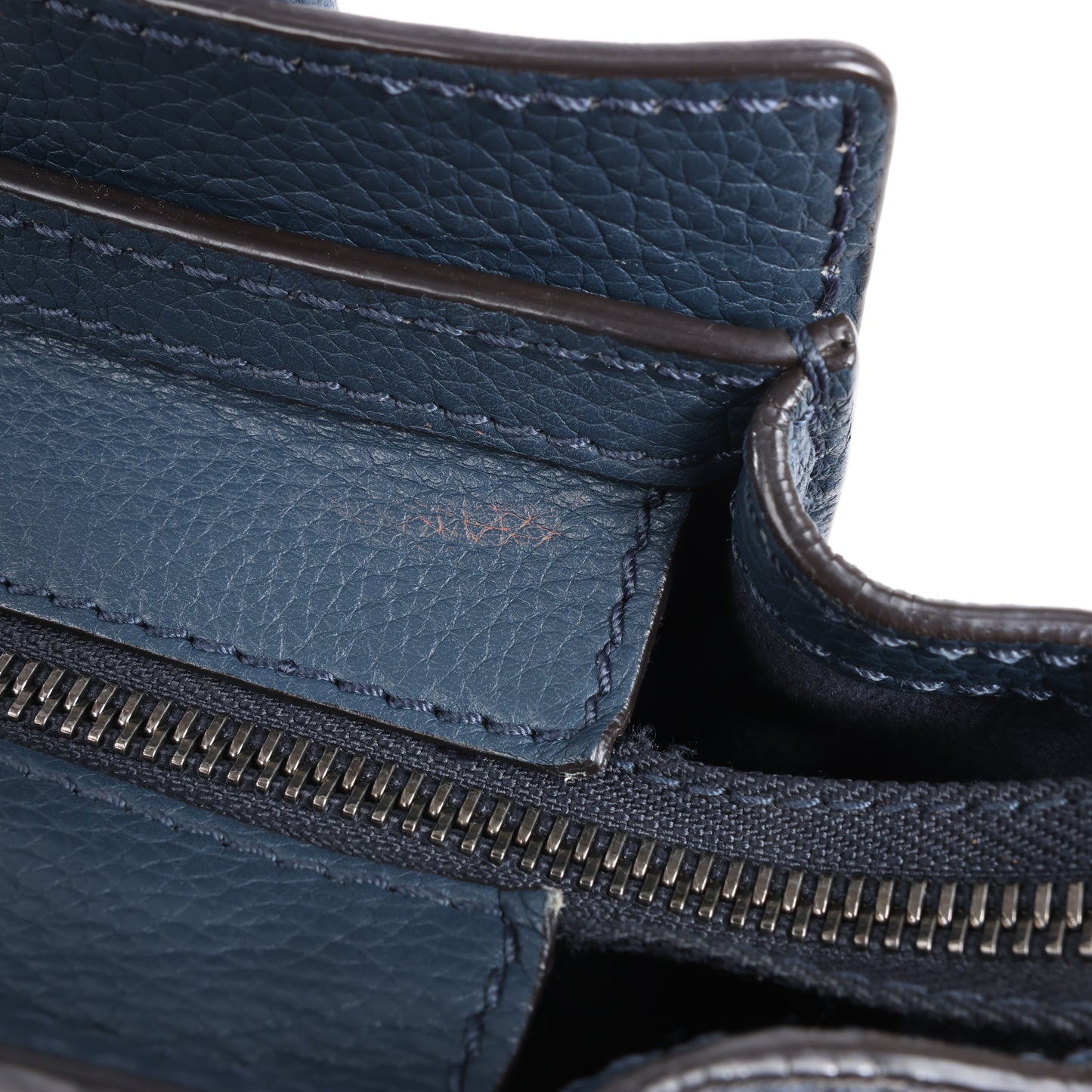 CELINE Nano Luggage 2Way-Handtasche aus Leder in Marineblau