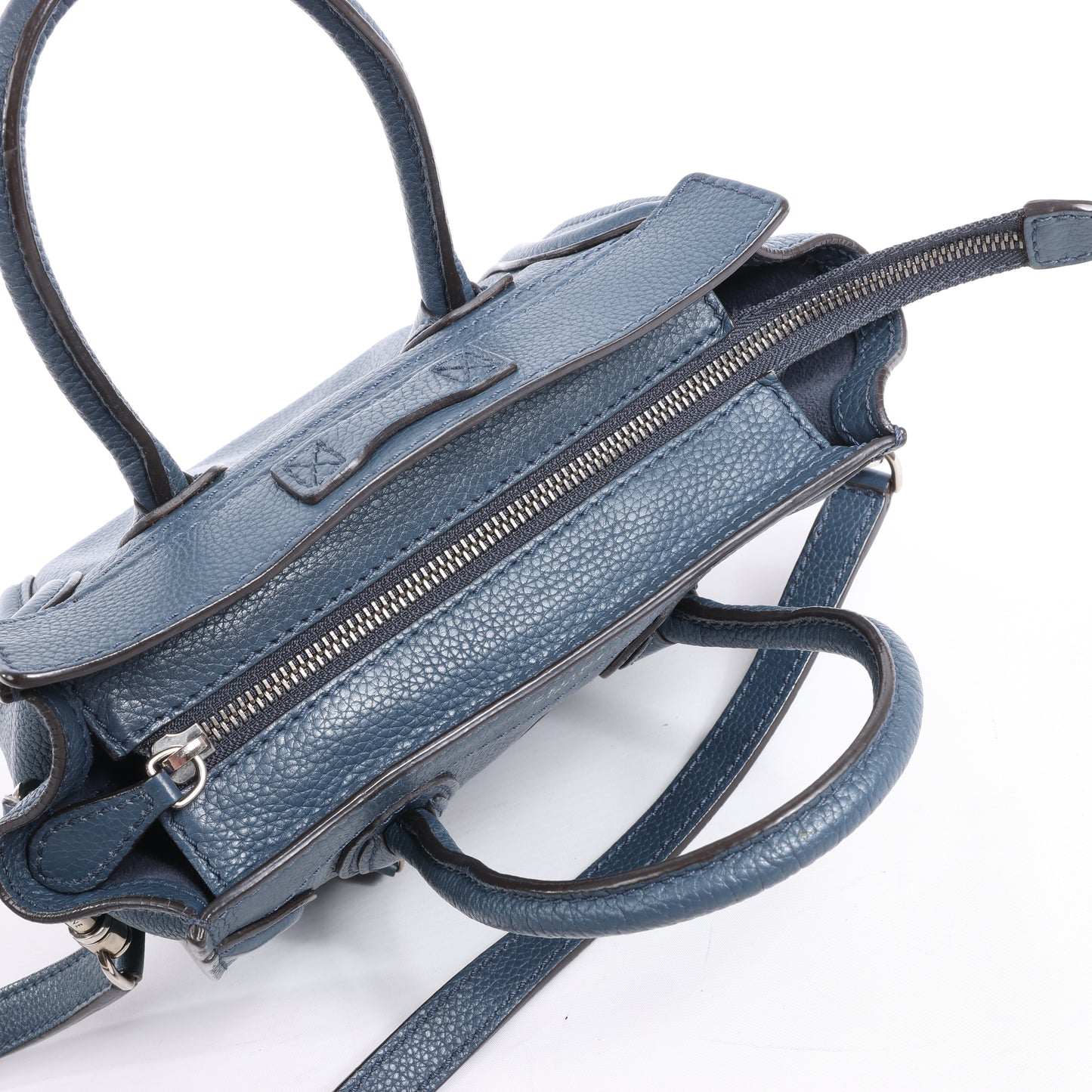 CELINE Nano Luggage 2Way-Handtasche aus Leder in Marineblau